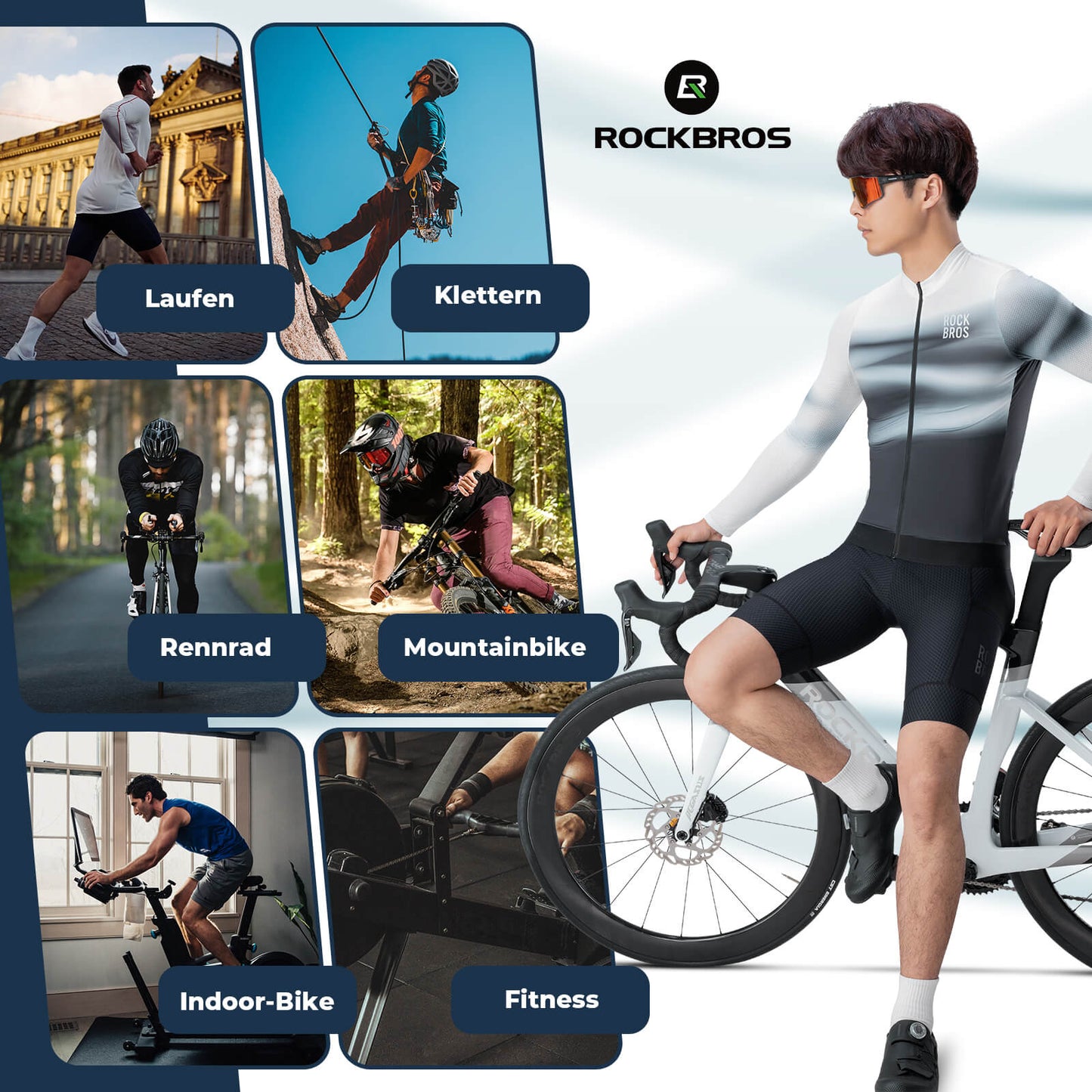 Herren Langarm Hochleistungs-Radtrikot Jersey Schnell Trocknend für MTB Rennrad