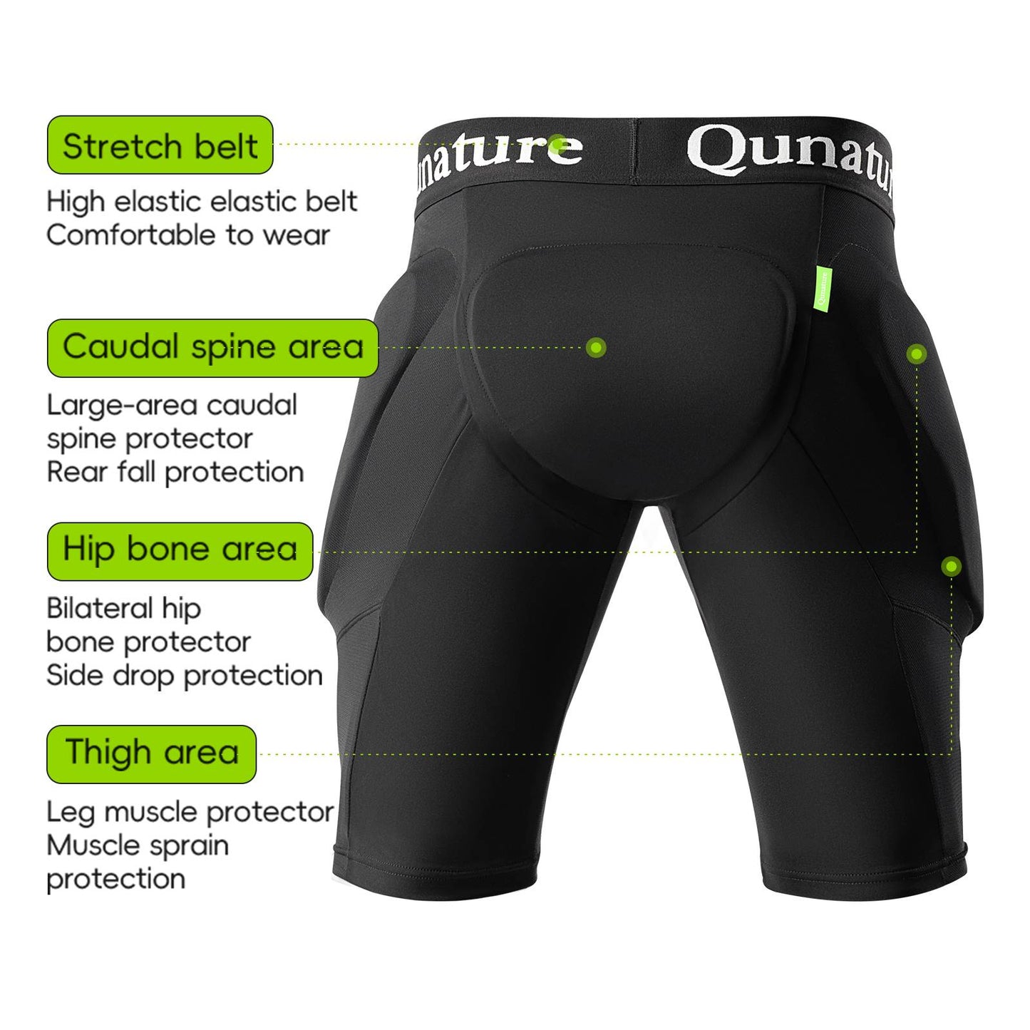 Qunature 3D H邦ftpolster Crash-Pad Gepolsterte Shorts