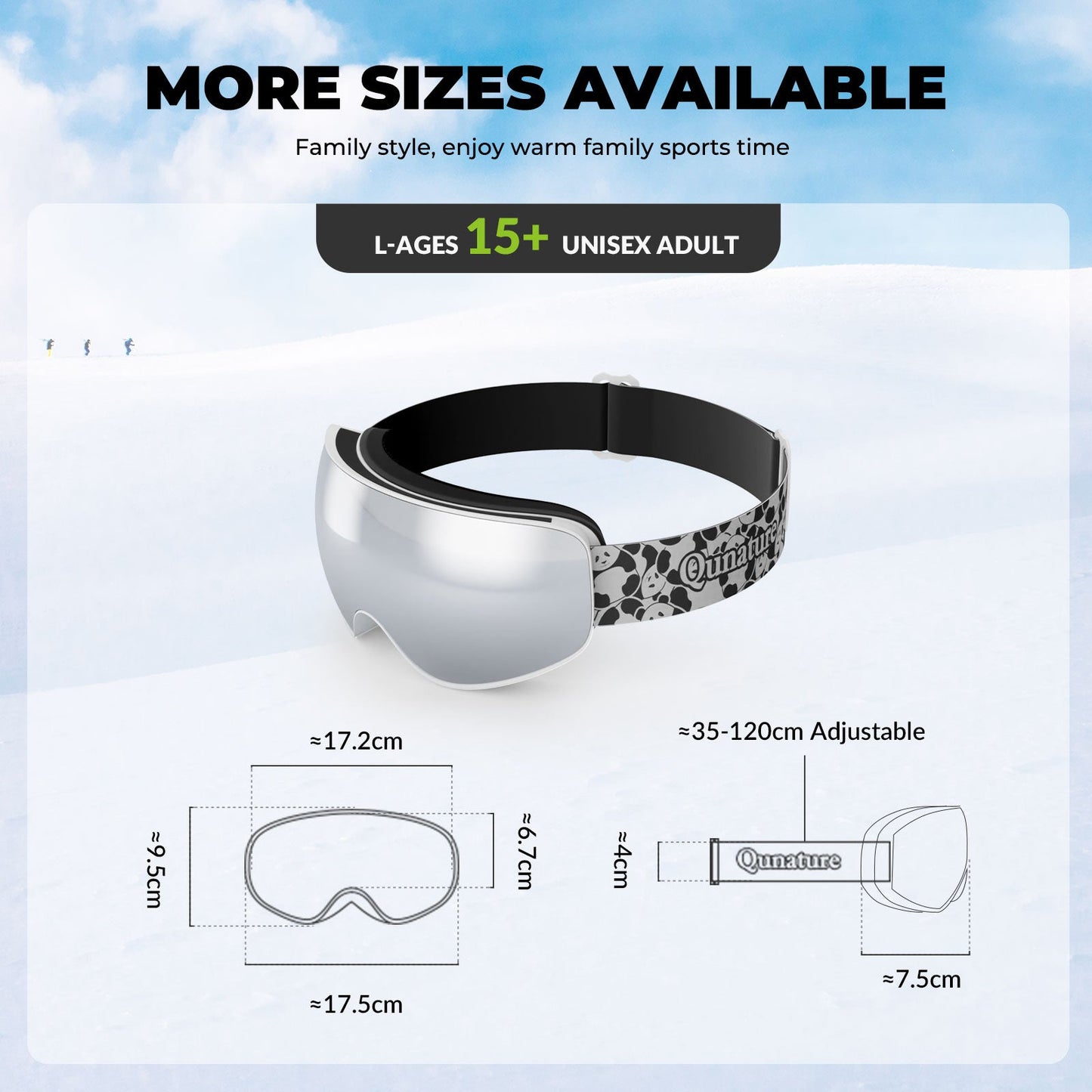 Qunature Skibrille Snowboard Brille f邦r Brillentr?ger Kinder Erwachsene #Color_Wei?-Erwachsene