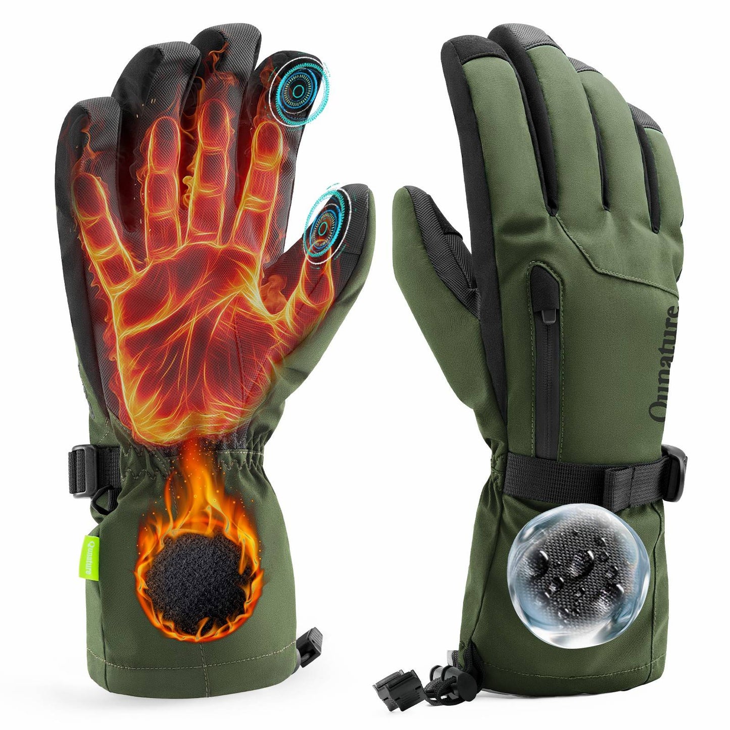 Qunature Winddichte Winterhandschuhe Ski/Fahrrad #Color_Gr邦n