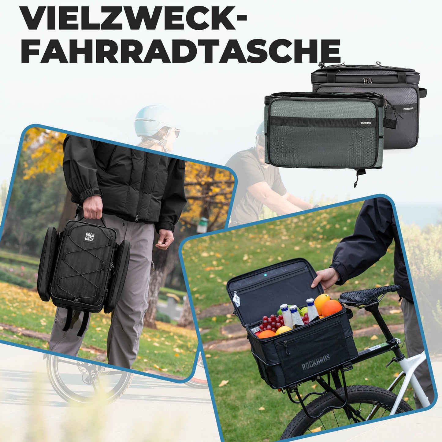 ROAD TO SKY Fahrrad Faltbare Gepäckträgertasche 15-30L Komprimierbar