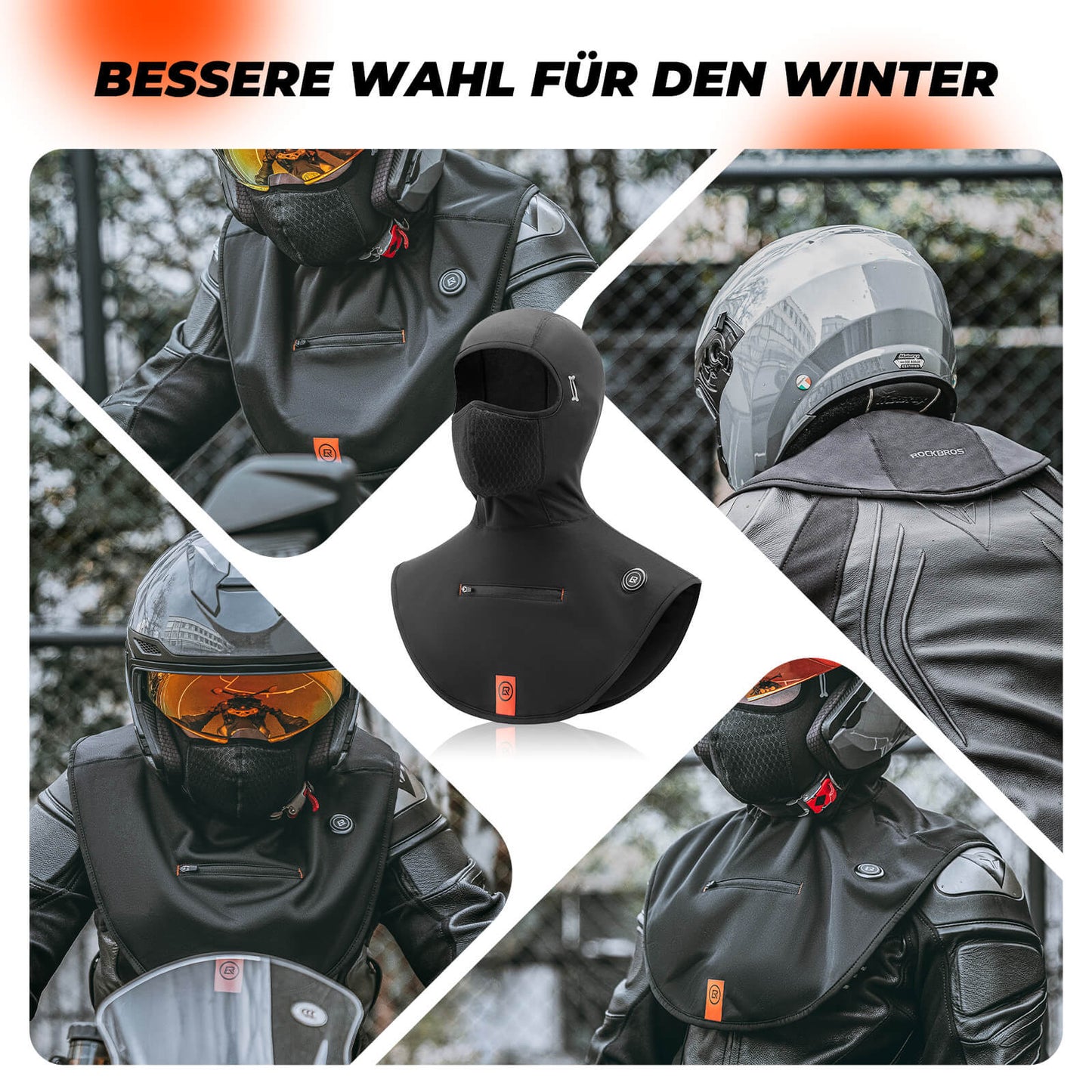 ROCKBROS Beheizte Balaclava Winter Warme Gesichtsmaske Winddicht