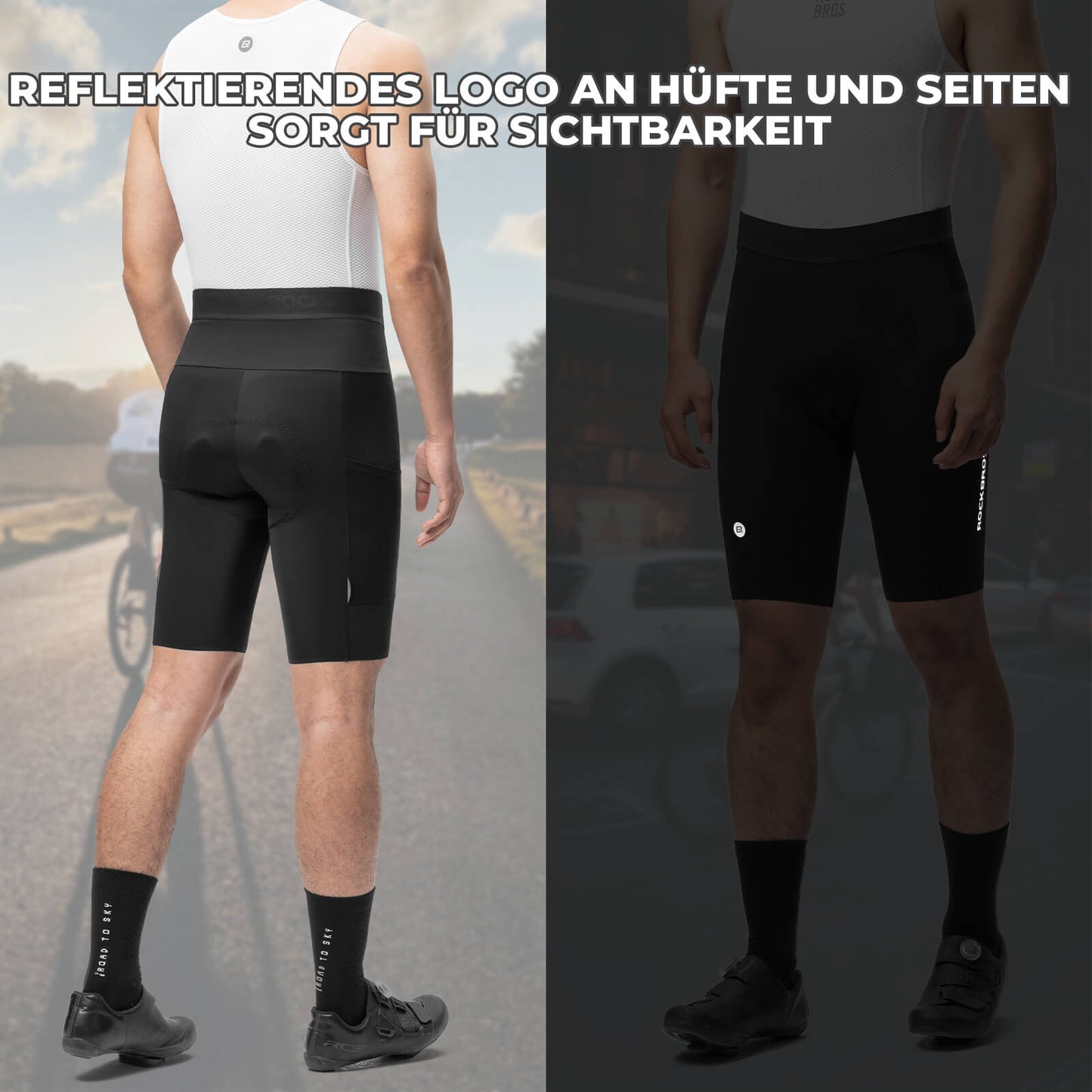 ROCKBROS Schnelltrocknende Kurz Fahrradhose Gepolstert Atmungsaktiv Ergonomisch Herren Sommer für Rennrad MTB