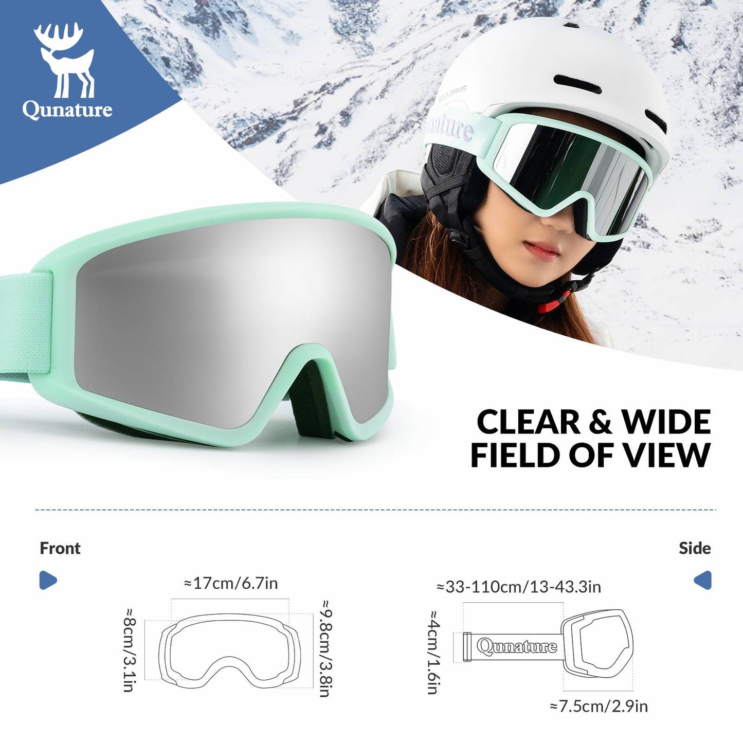Qunature Anti-Nebel Skibrille Doppellinse #Color_Hellgr邦n