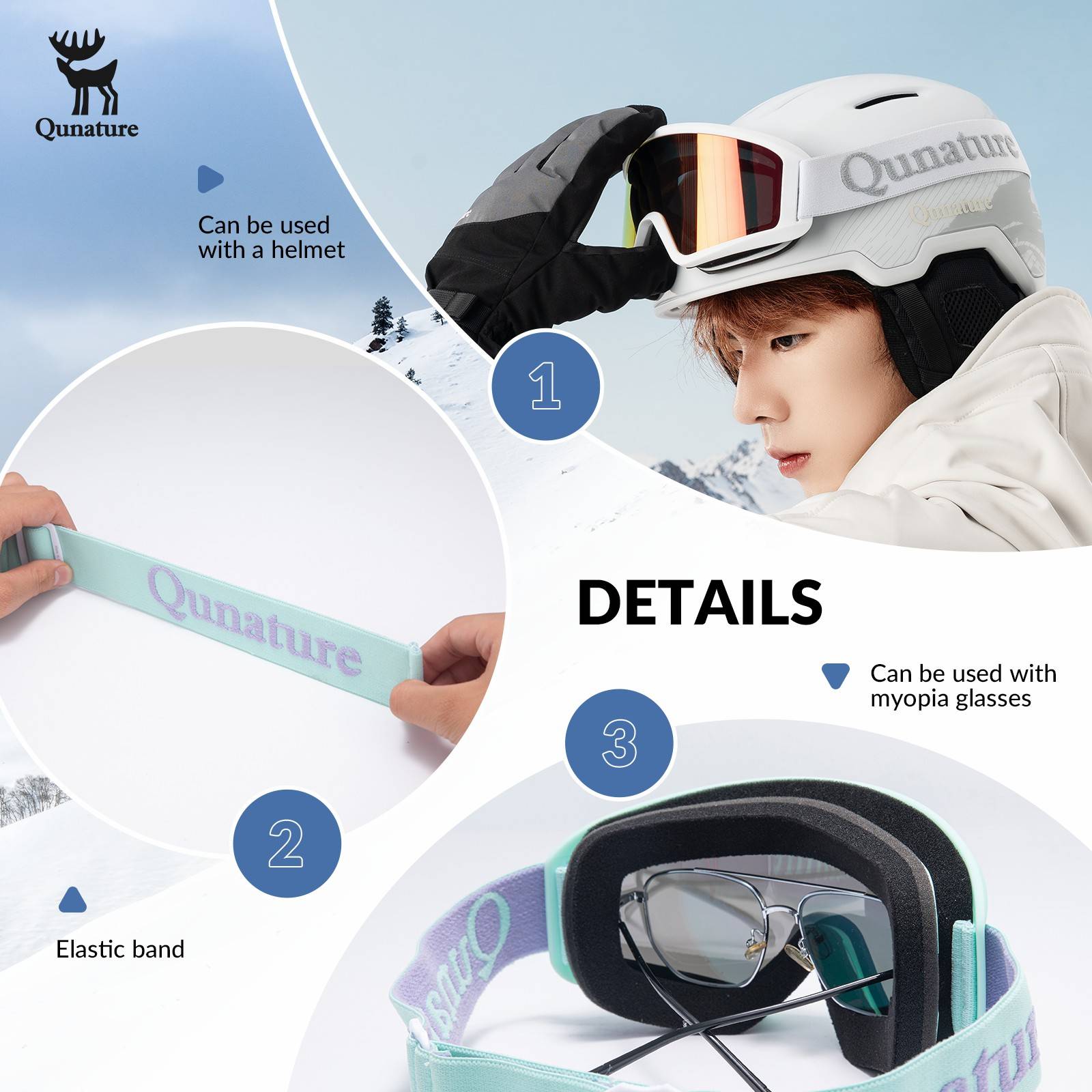 Qunature Anti-Nebel Skibrille Doppellinse #Color_Hellgr邦n