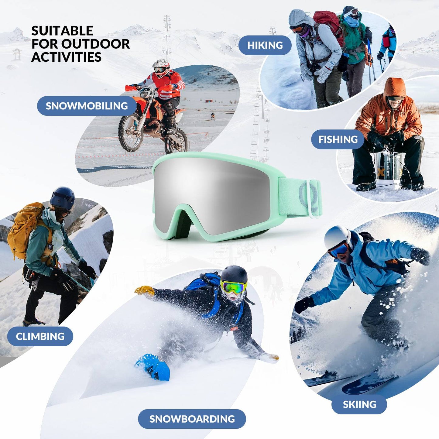 Qunature Anti-Nebel Skibrille Doppellinse #Color_Hellgr邦n