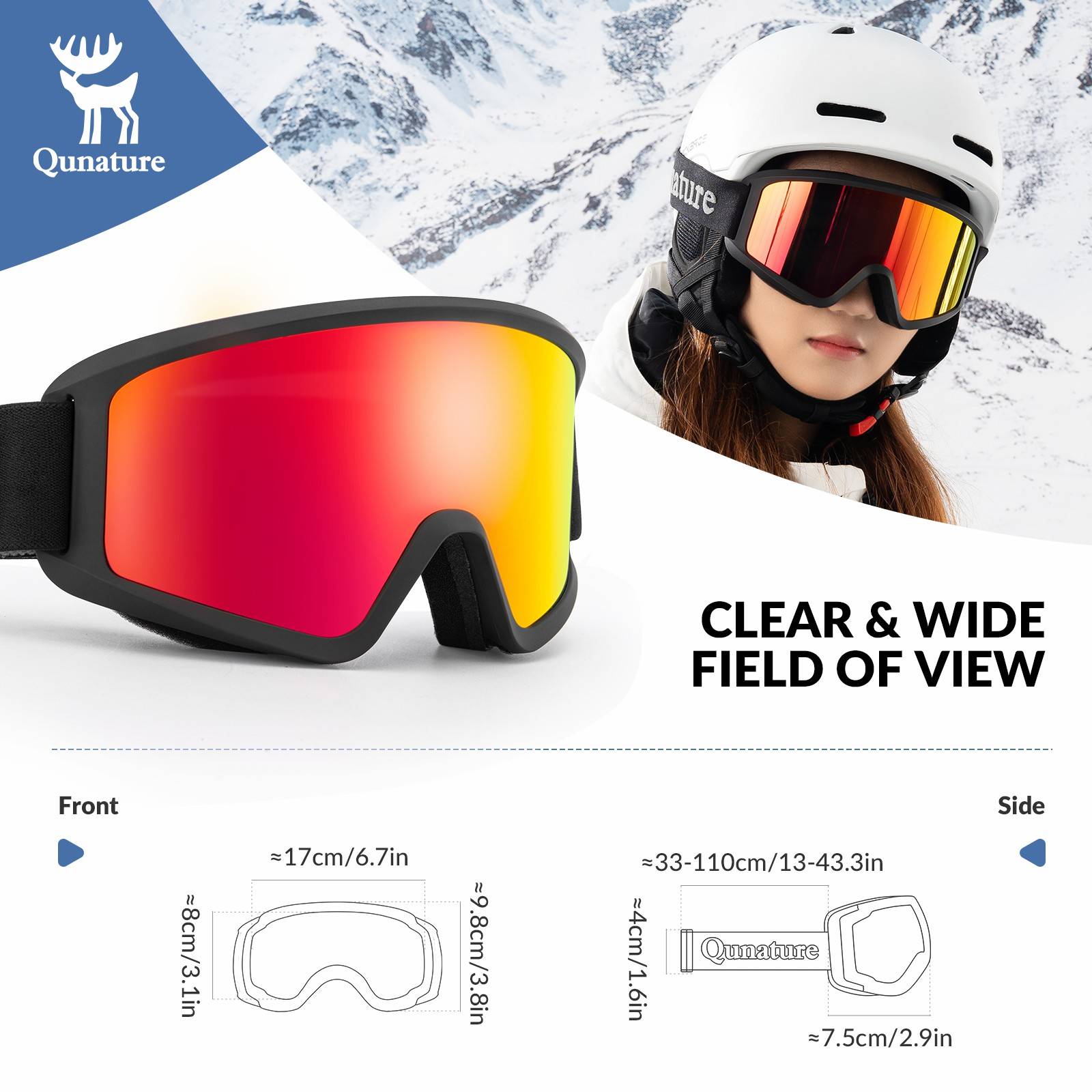 Qunature Anti-Nebel Skibrille Doppellinse #Color_Schwarz