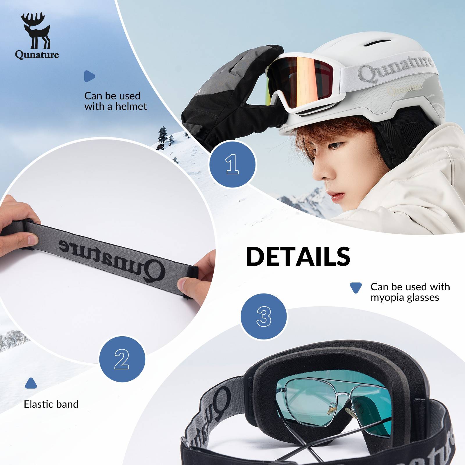 Qunature Anti-Nebel Skibrille Doppellinse #Color_Schwarz