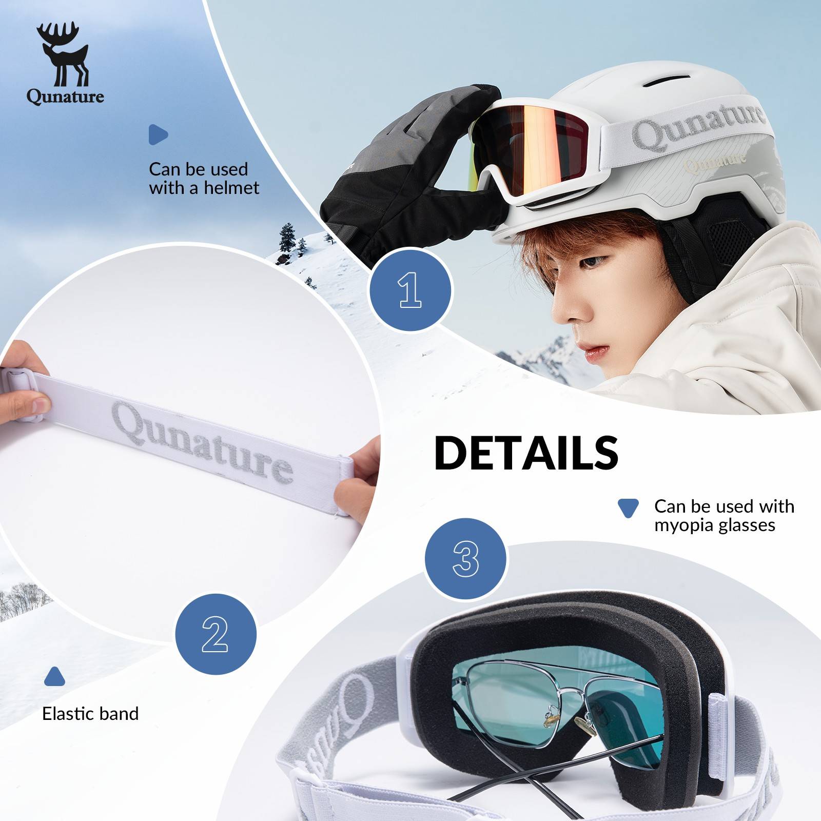Qunature Anti-Nebel Skibrille Doppellinse #Color_Wei?