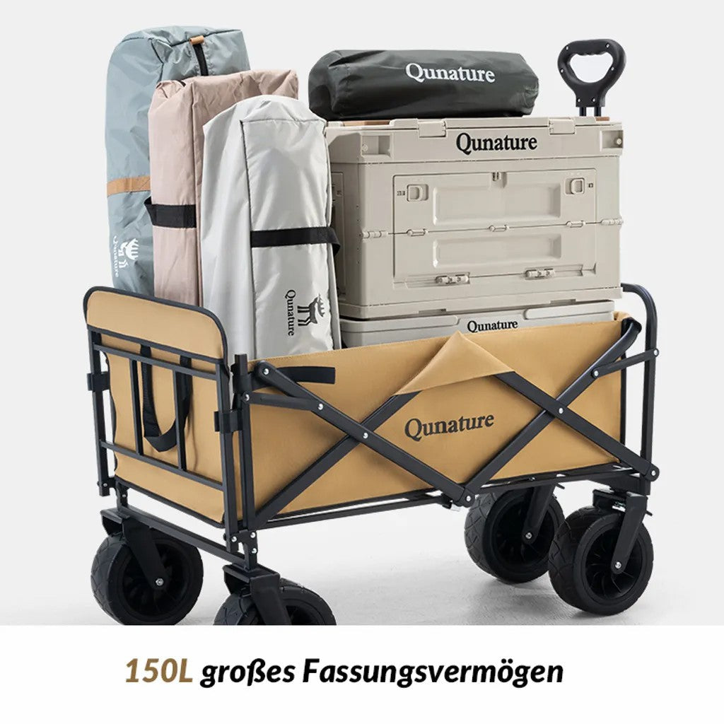 Qunature Bollerwagen Faltbar 150KG mit Gro?e Breiten R?dern und Bremse