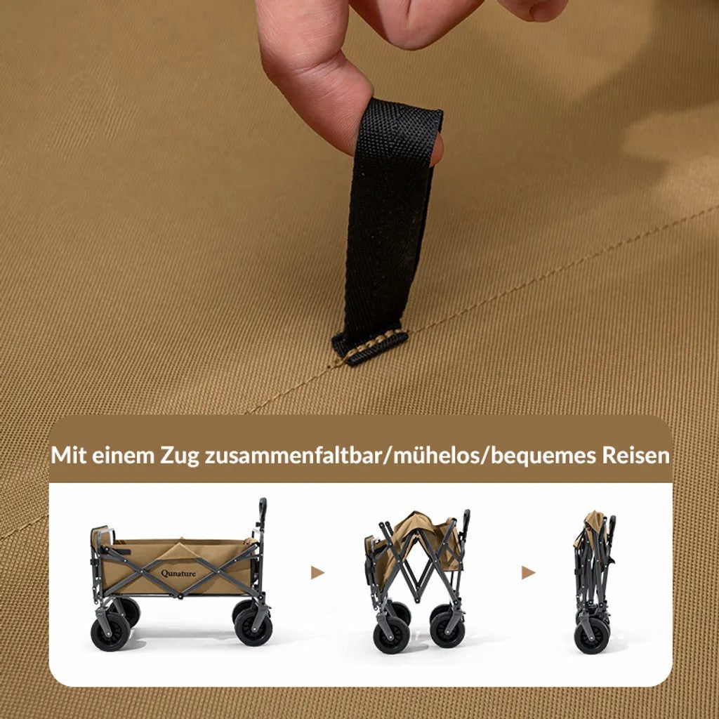 Qunature Bollerwagen Faltbar 150KG mit Gro?e Breiten R?dern und Bremse