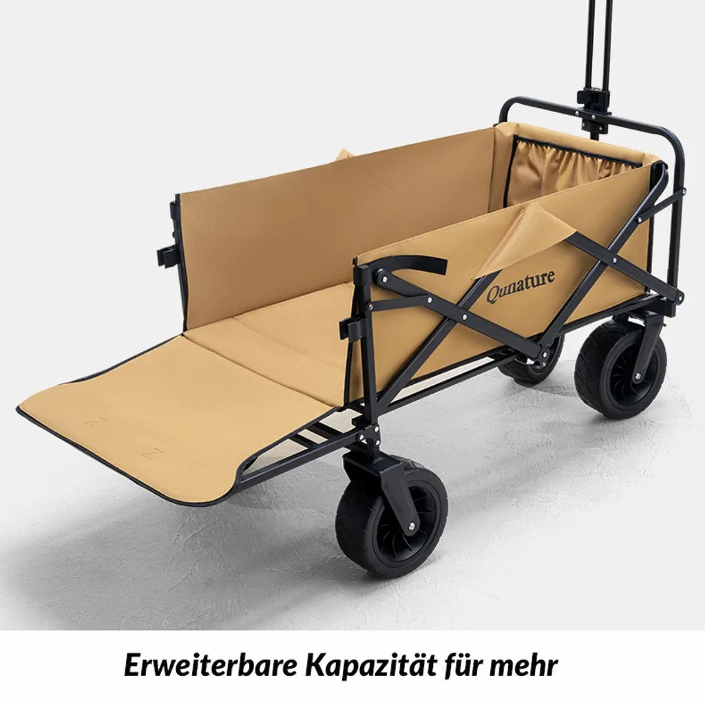 Qunature Bollerwagen Faltbar 150KG mit Gro?e Breiten R?dern und Bremse