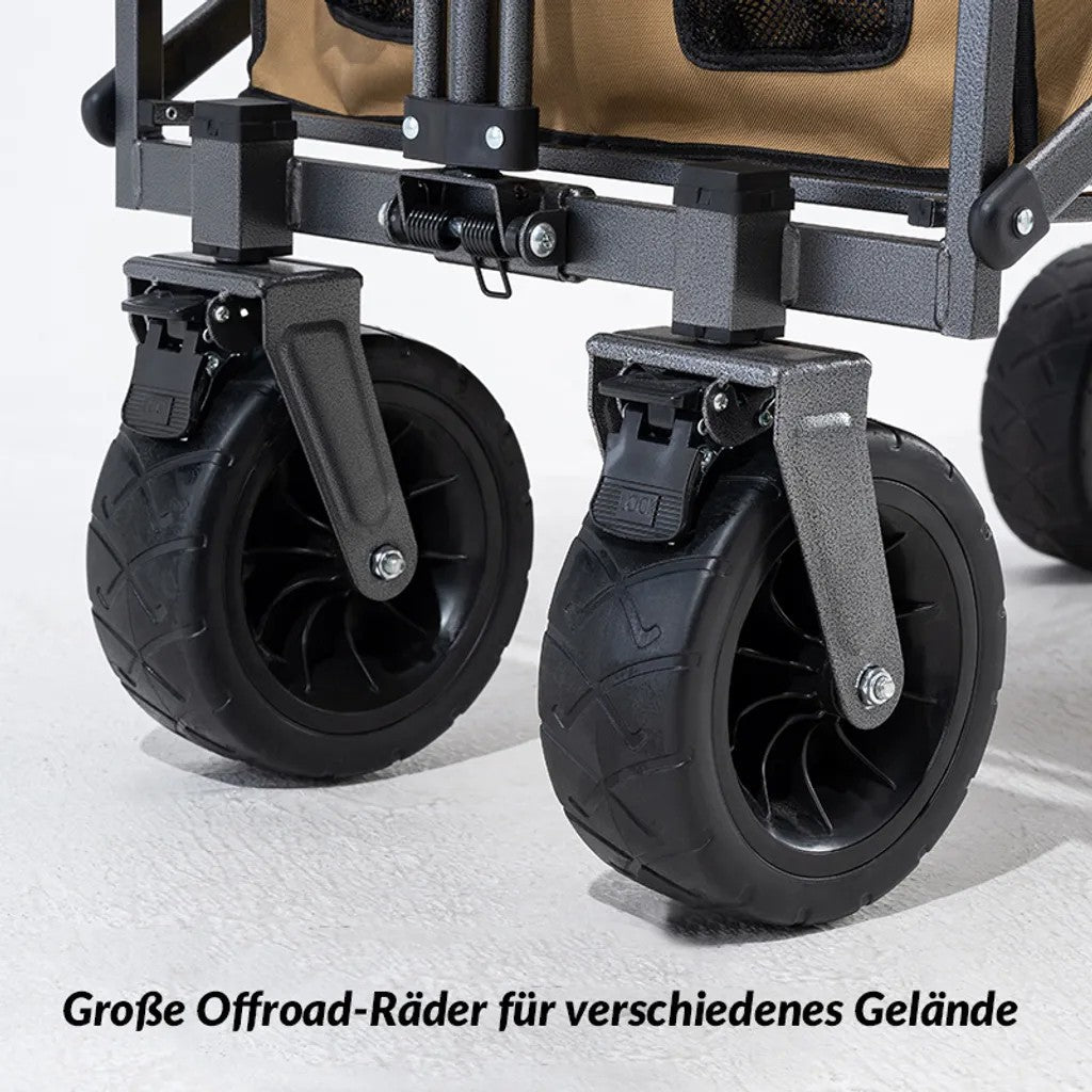 Qunature Bollerwagen Faltbar 150KG mit Gro?e Breiten R?dern und Bremse