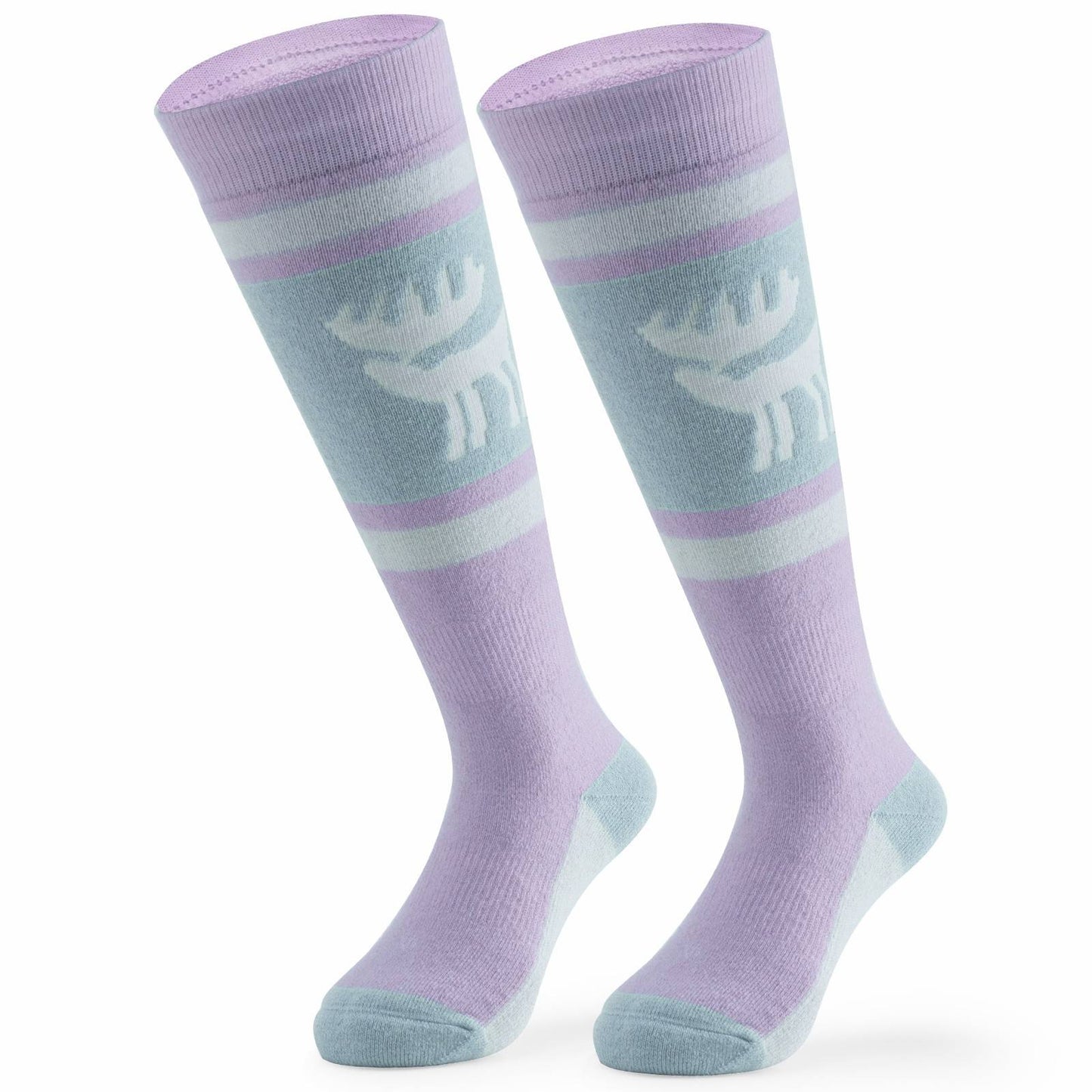 Qunature Kinde Wintersocken Ski Kniestr邦mpfe mit Wolle Skisocken #Color_Elchstil-Rosa Lisa