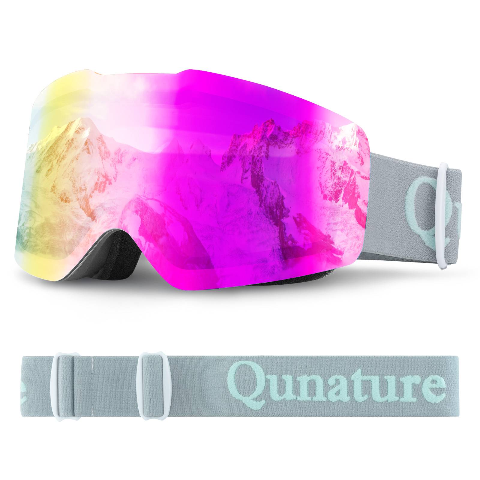 Qunature Rahmenlos Skibrille UV400 Antifog Schutzbrille Unisex 4 Farben #Color_Grau