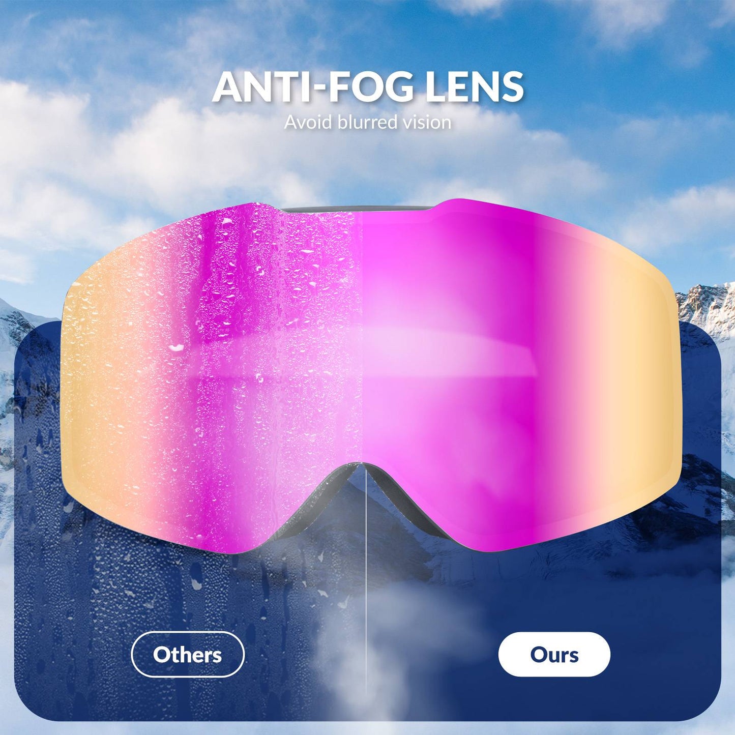Qunature Rahmenlos Skibrille UV400 Antifog Schutzbrille Unisex 4 Farben #Color_Grau
