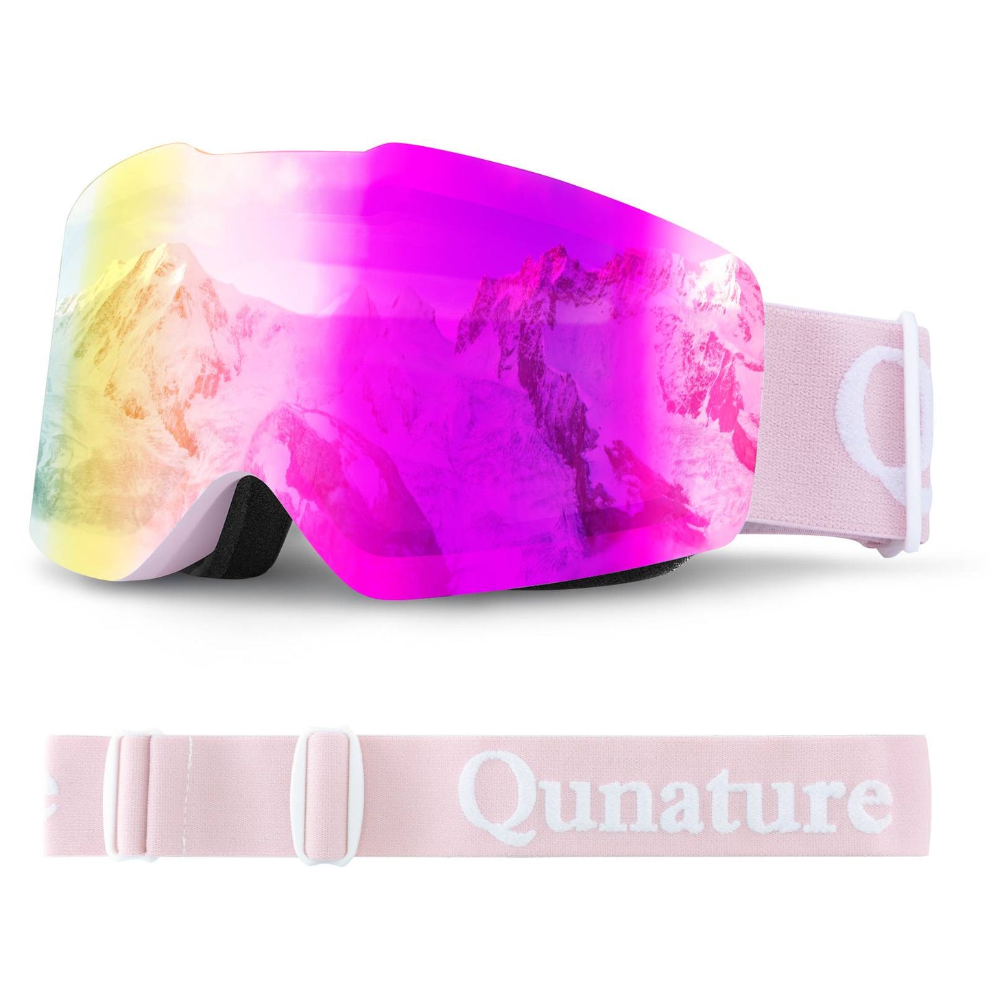 Qunature Rahmenlos Skibrille UV400 Antifog Schutzbrille Unisex 4 Farben #Color_Rosa