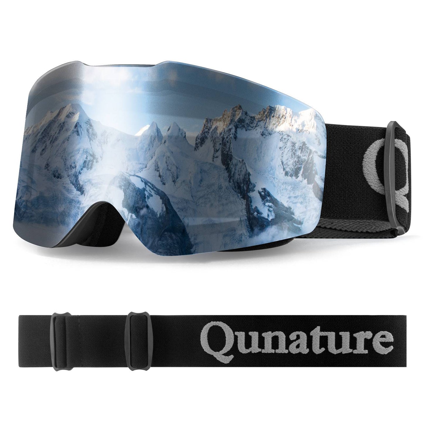 Qunature Rahmenlos Skibrille UV400 Antifog Schutzbrille Unisex 4 Farben #Color_Schwarz