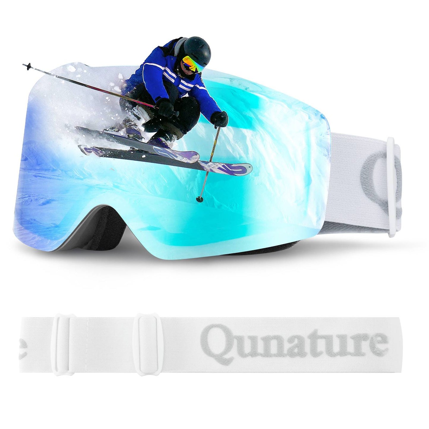Qunature Rahmenlos Skibrille UV400 Antifog Schutzbrille Unisex 4 Farben #Color_Wei?