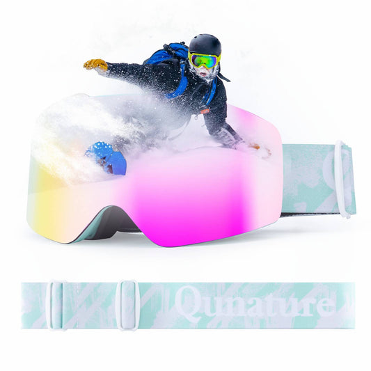 Qunature Rahmenlos Skibrille UV400 Antifog TPU-Rahmen Schutzbrille #Color_Gr邦n