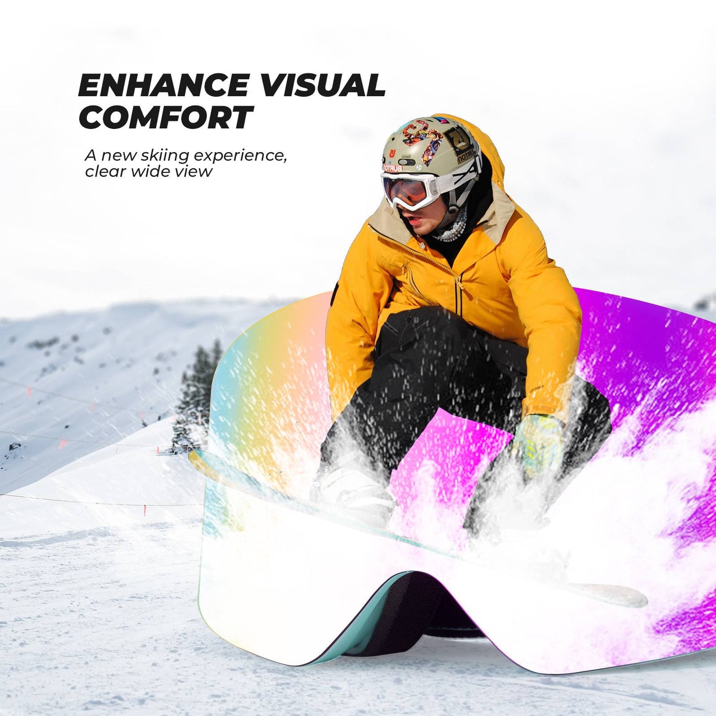 Qunature Rahmenlos Skibrille UV400 Antifog TPU-Rahmen Schutzbrille #Color_Gr邦n