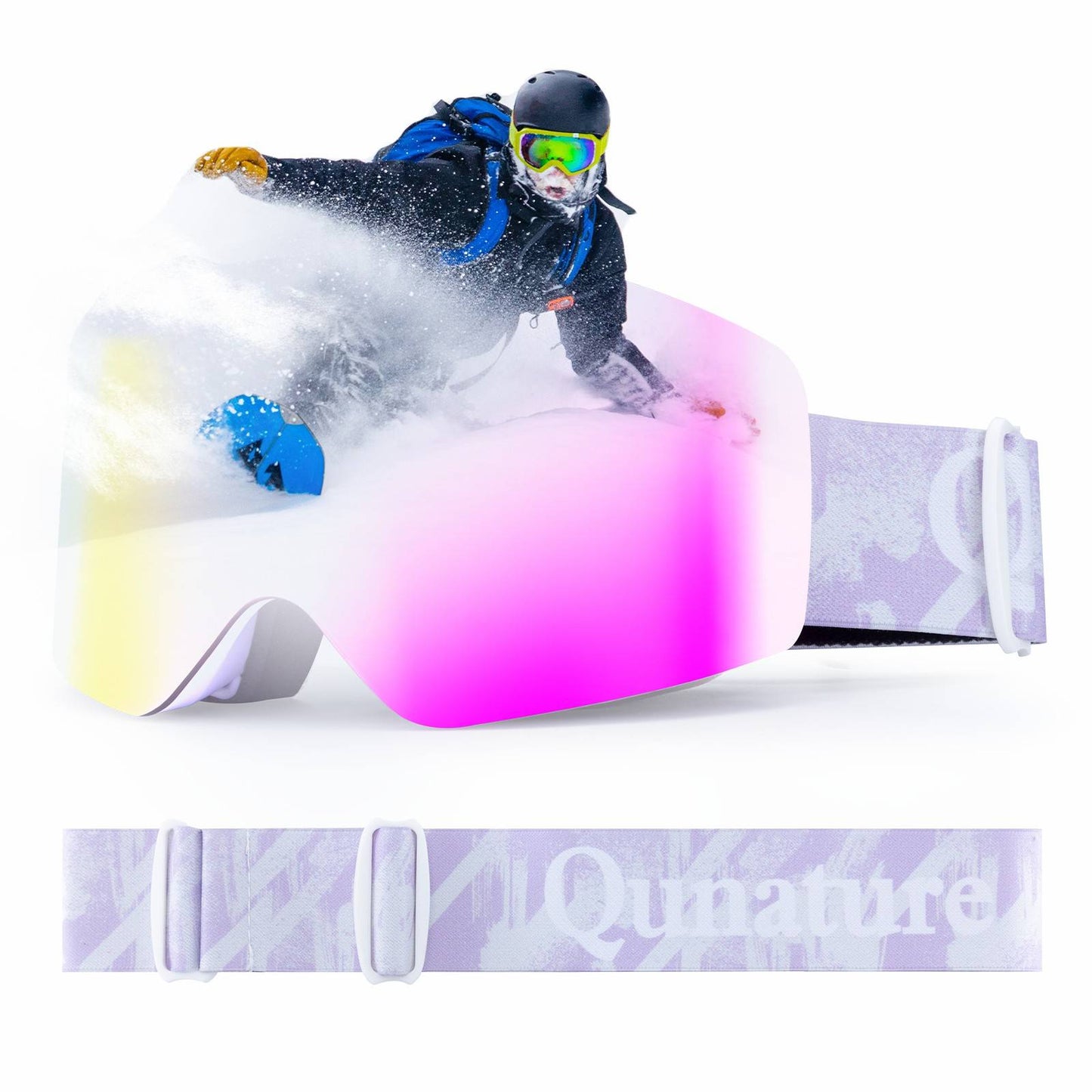 Qunature Rahmenlos Skibrille UV400 Antifog TPU-Rahmen Schutzbrille #Color_Lila