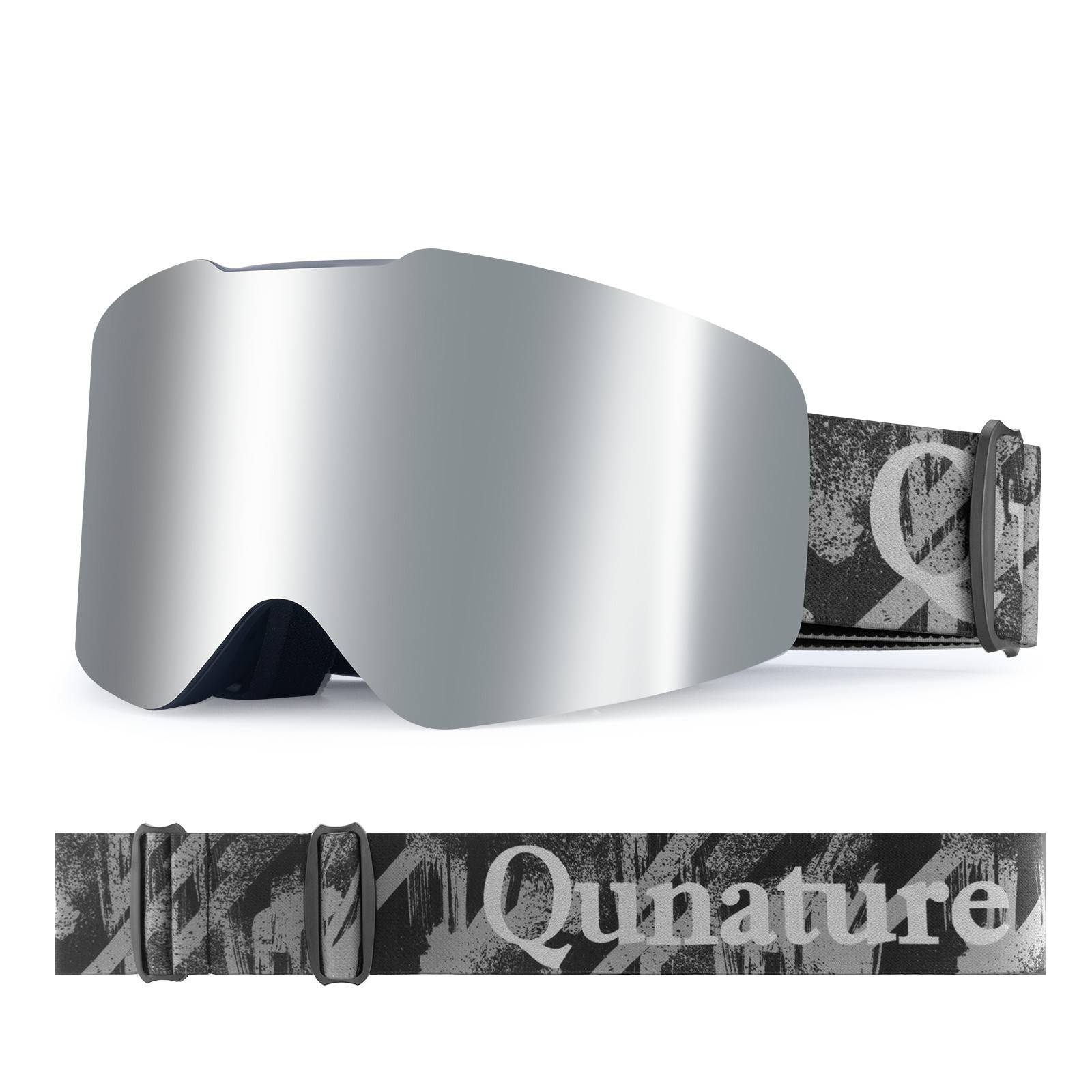 Qunature Rahmenlos Skibrille UV400 Antifog TPU-Rahmen Schutzbrille #Color_Schwarz