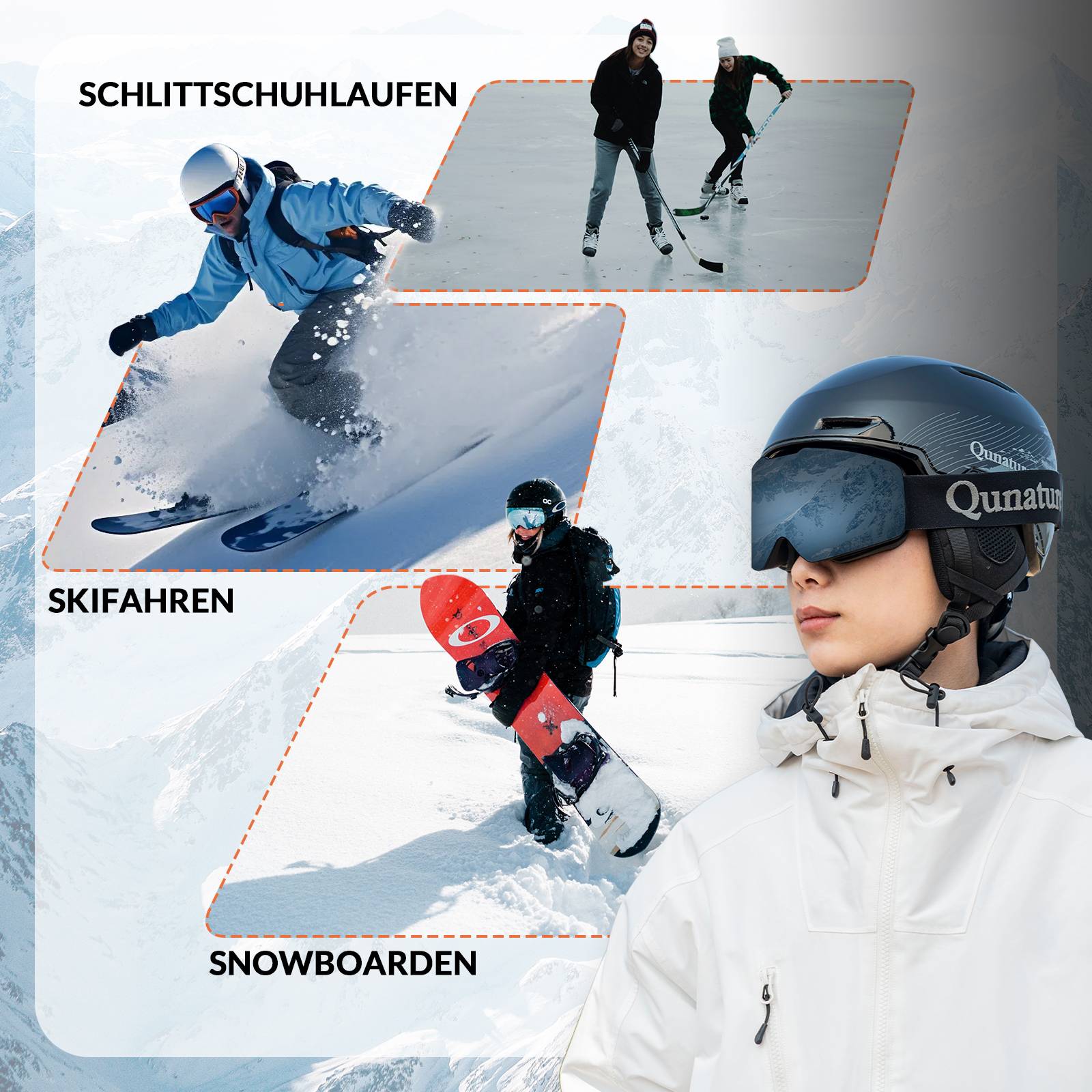 Qunature Ski-/Snowboardhelm mit Ohrensch邦tzer #Color_Schwarz
