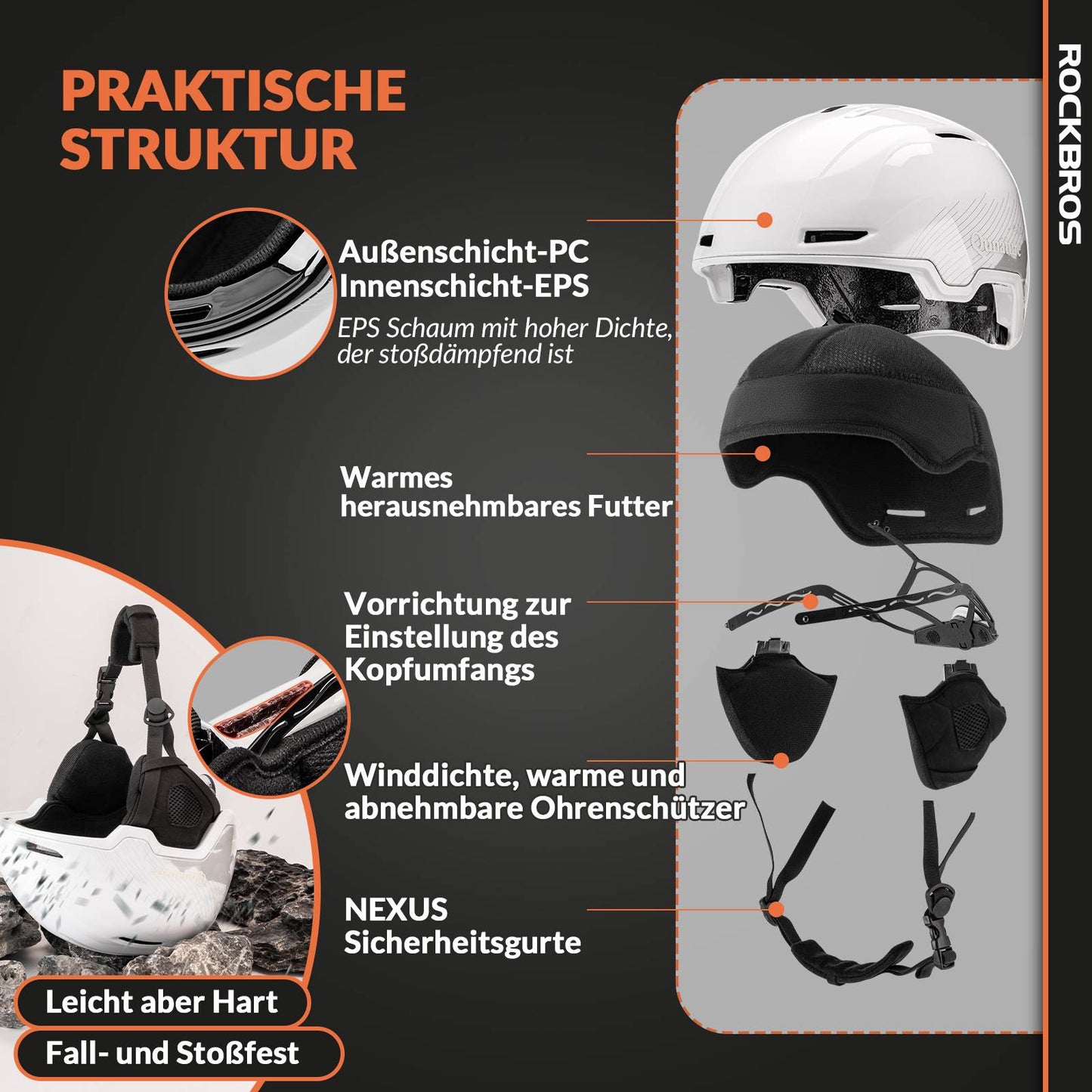 Qunature Ski-/Snowboardhelm mit Ohrensch邦tzer #Color_Wei?
