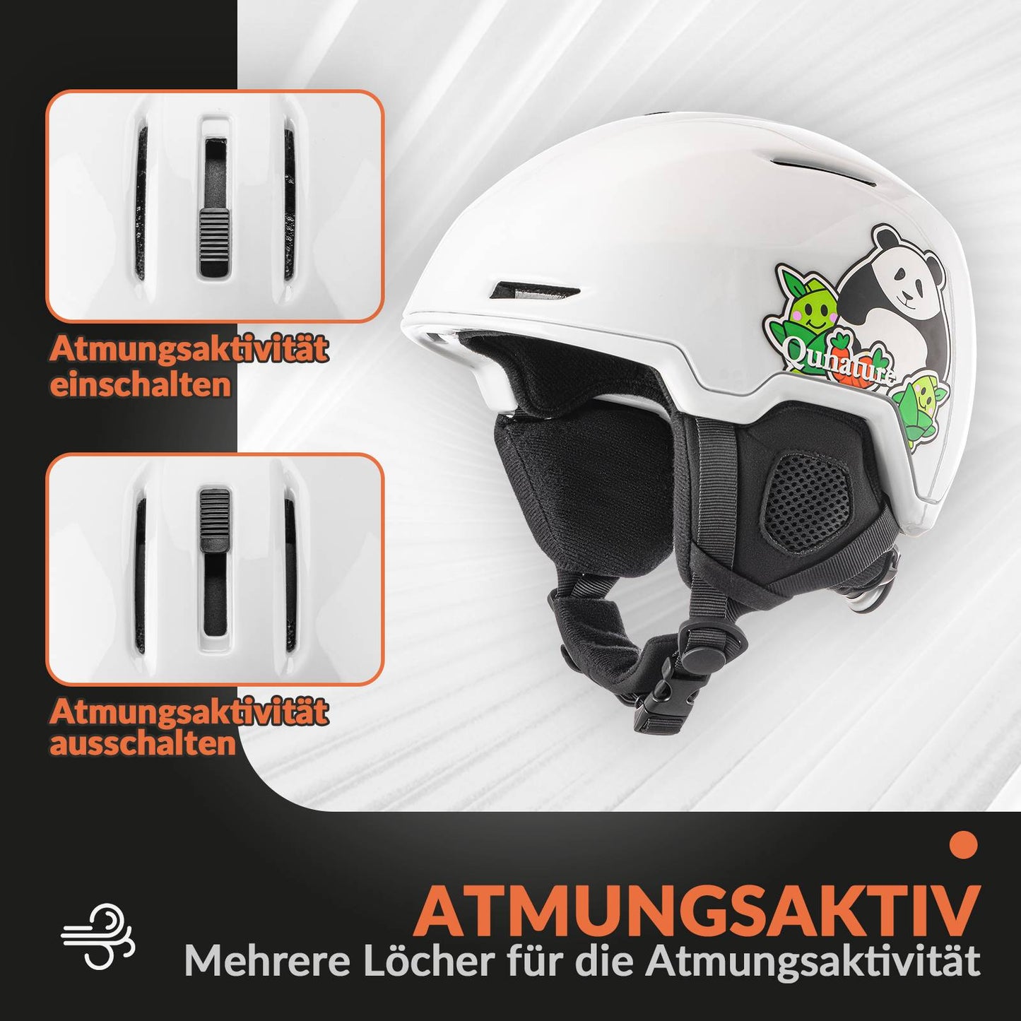 Qunature Ski-/Snowboardhelm mit Ohrensch邦tzer #Color_Wei? ( Panda-Design )