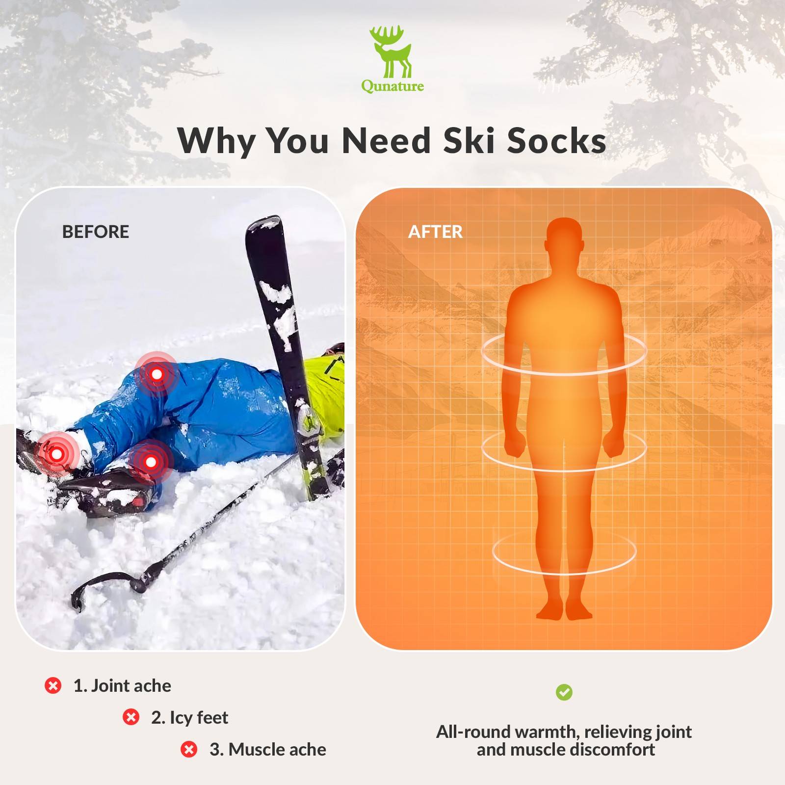 Qunature Ski Sock Unisex Skisocken