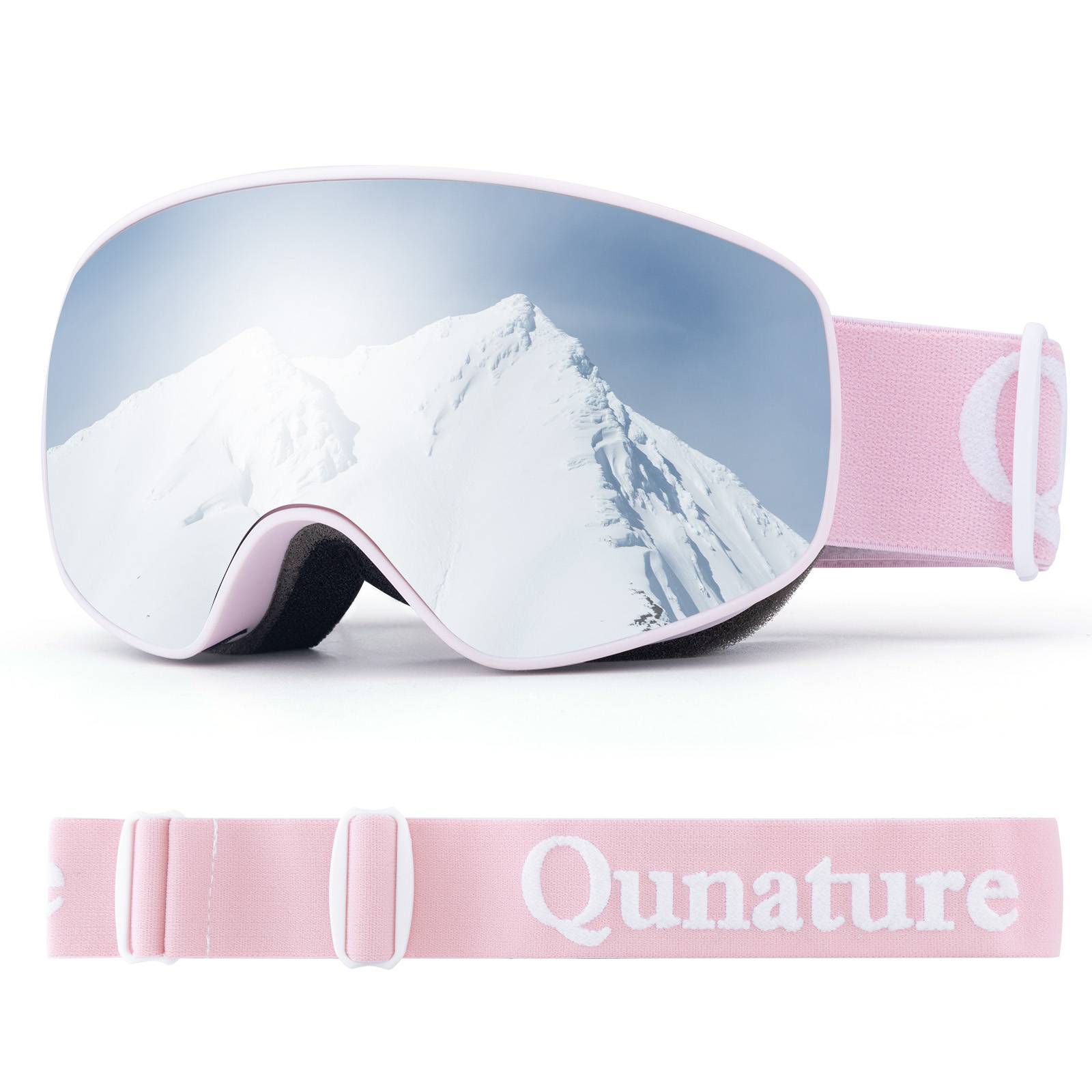 Qunature Skibrille Snowboard Brille Schneebrille OTG Anti-Fog Unisex #Color_Rosa