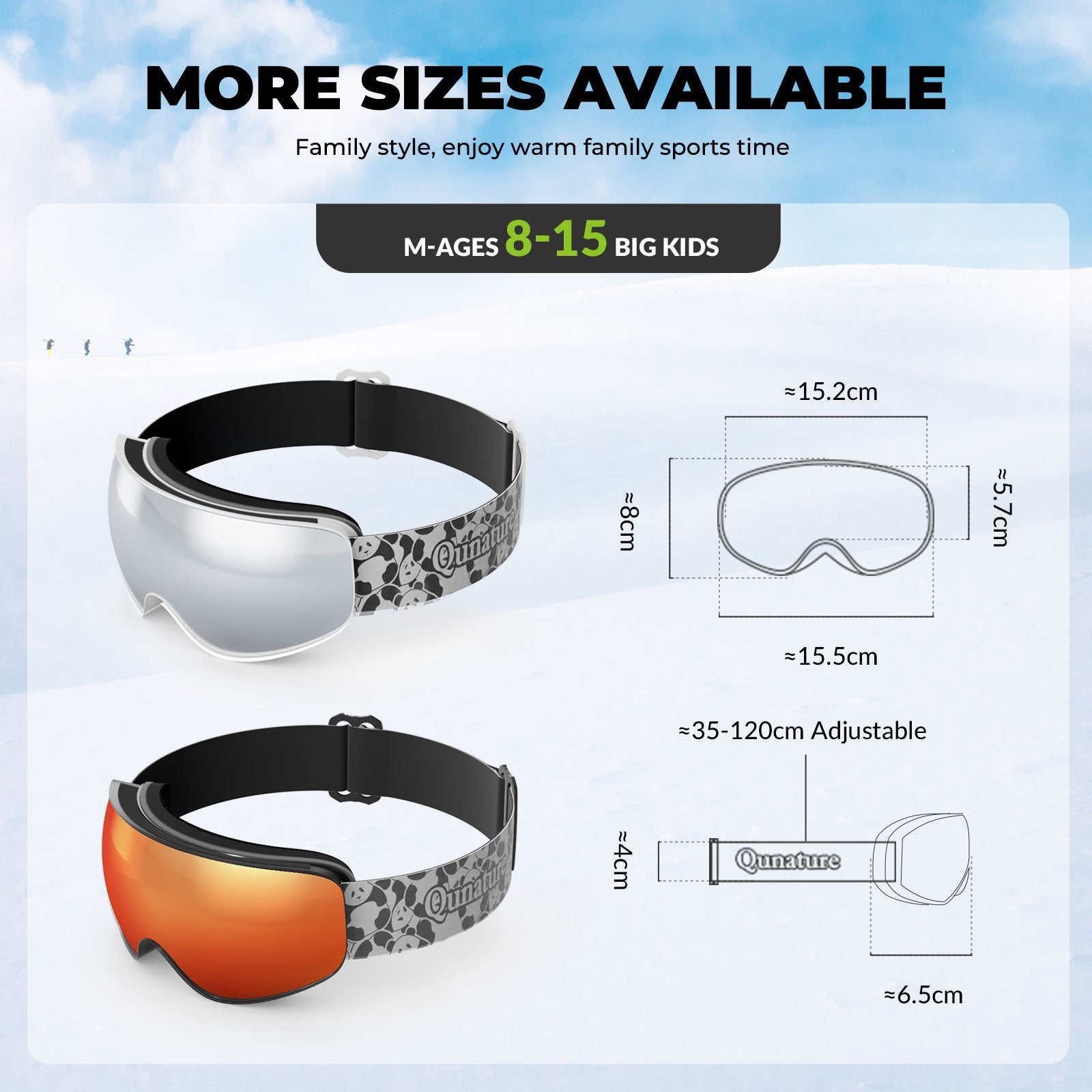 Qunature Skibrille Snowboard Brille f邦r Brillentr?ger Kinder Erwachsene #Color_Wei?-Mittlere
