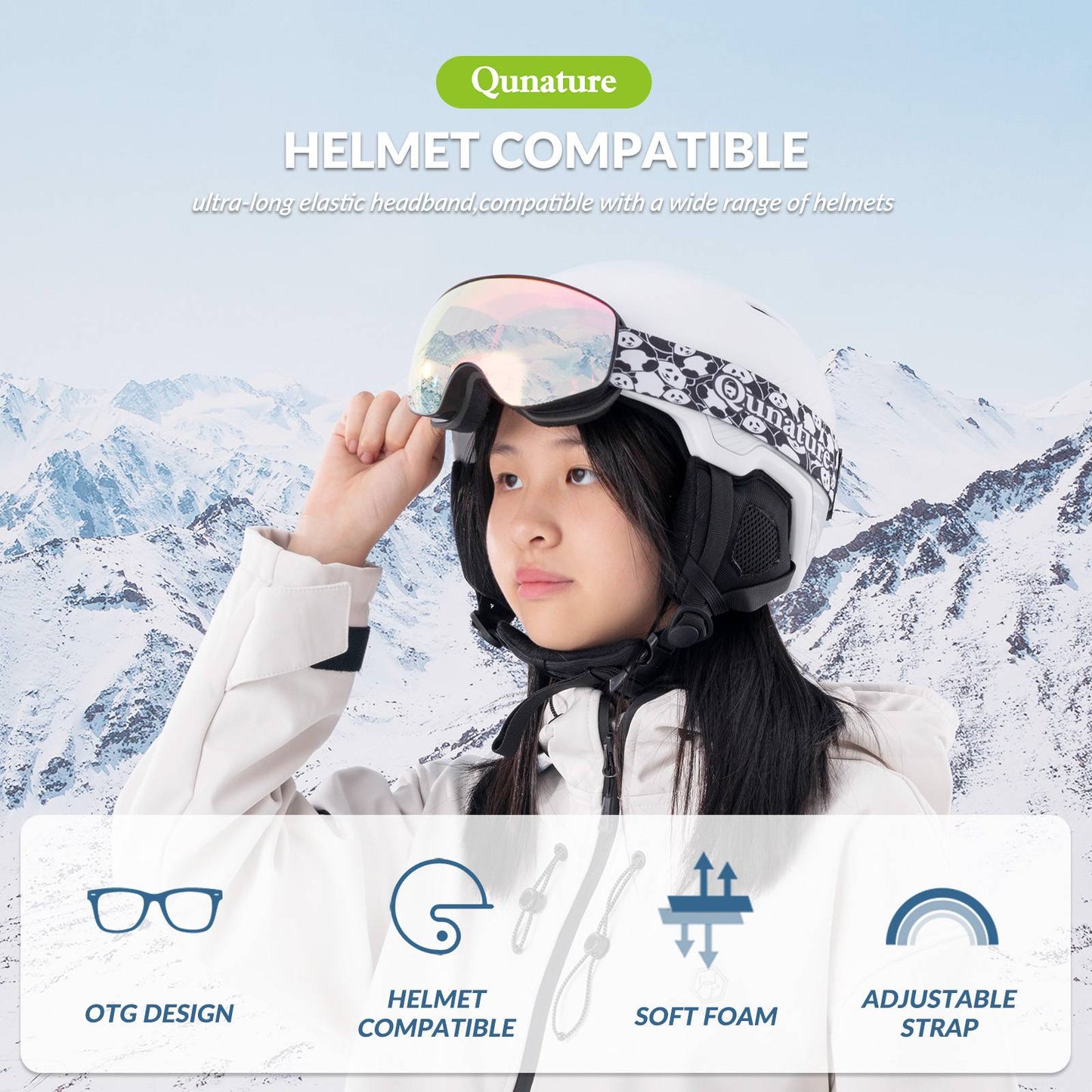 Qunature Skibrille Snowboard Brille f邦r Brillentr?ger Kinder Erwachsene #Color_Orange-Mittlere