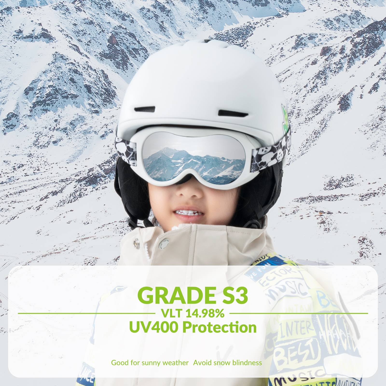 Qunature Skibrille Snowboard Brille f邦r Brillentr?ger Kinder Erwachsene #Color_Wei?-Klein