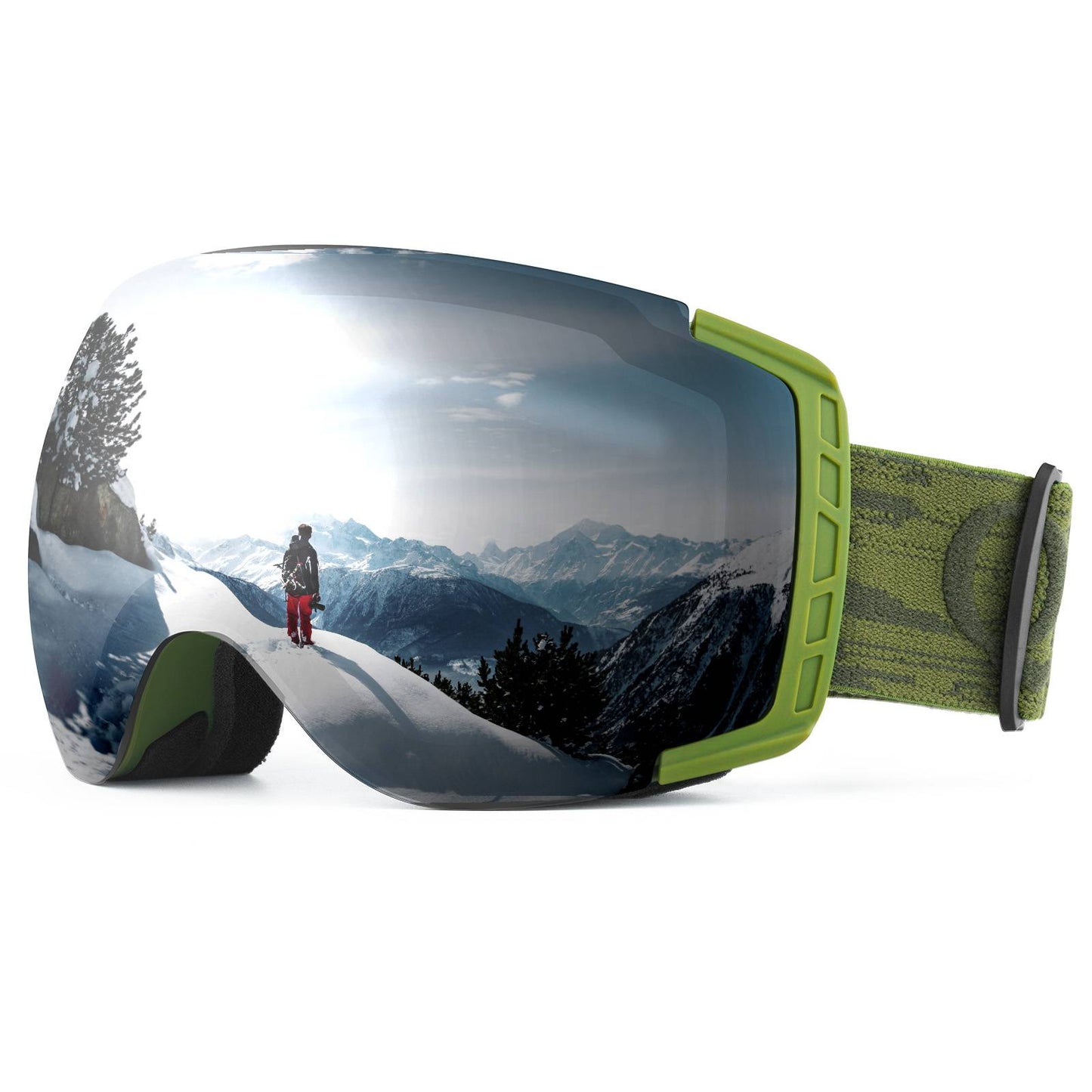 Qunature Skibrille Snowboardbrille Antifog UV400 f邦r Brillentr?ger #Color_Militargr邦n