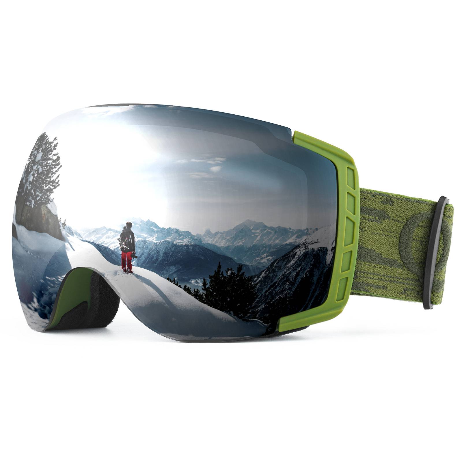 Qunature Skibrille Snowboardbrille Antifog UV400 f邦r Brillentr?ger #Color_Militargr邦n