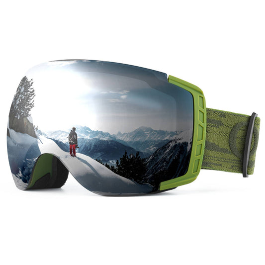 Qunature Skibrille Snowboardbrille Antifog UV400 f邦r Brillentr?ger #Color_Militargr邦n