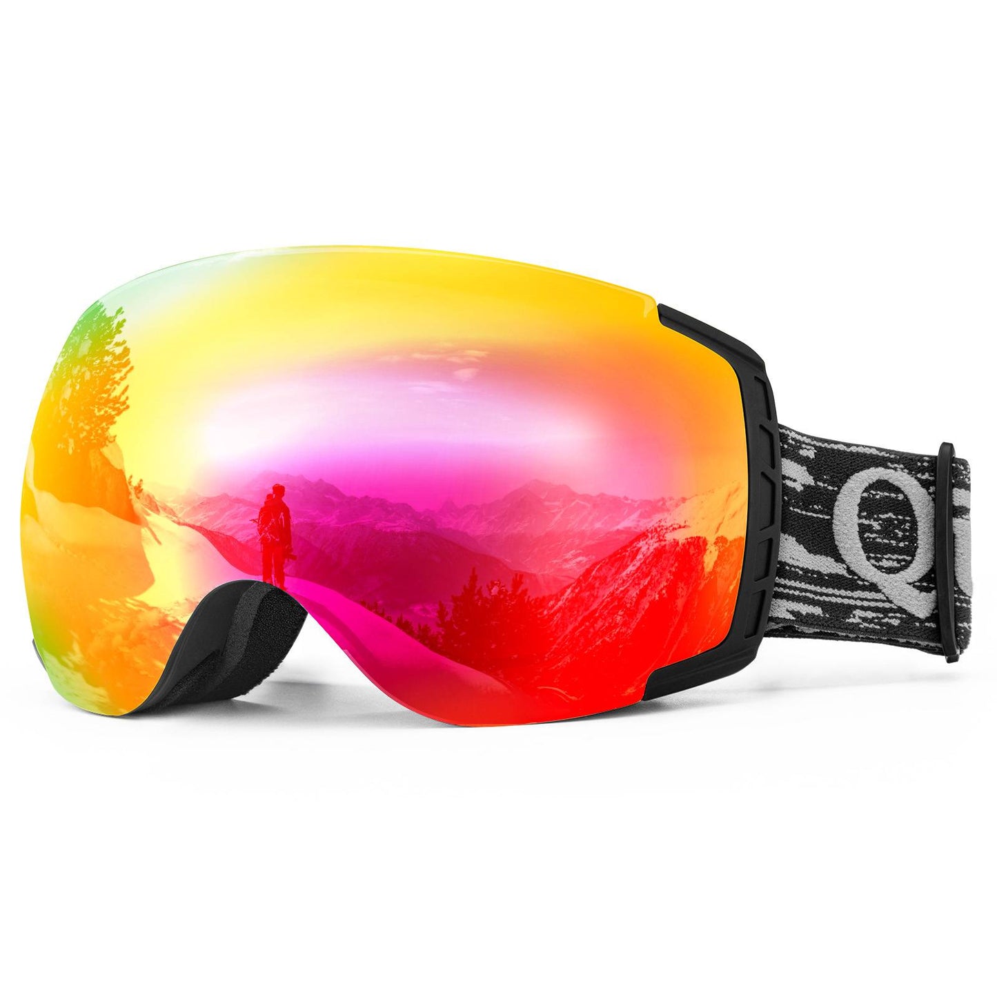 Qunature Skibrille Snowboardbrille Antifog UV400 f邦r Brillentr?ger #Color_Schwarz