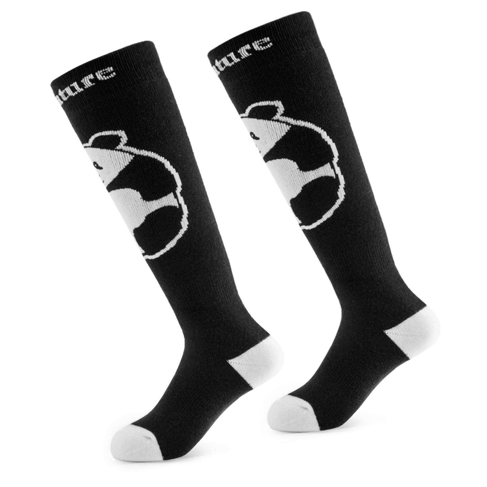 Qunature Skisocken Kinder Wintersocken Ski Kniestr邦mpfe mit Wolle 1 Paar #Color_ Panda-Stil-Schwarz