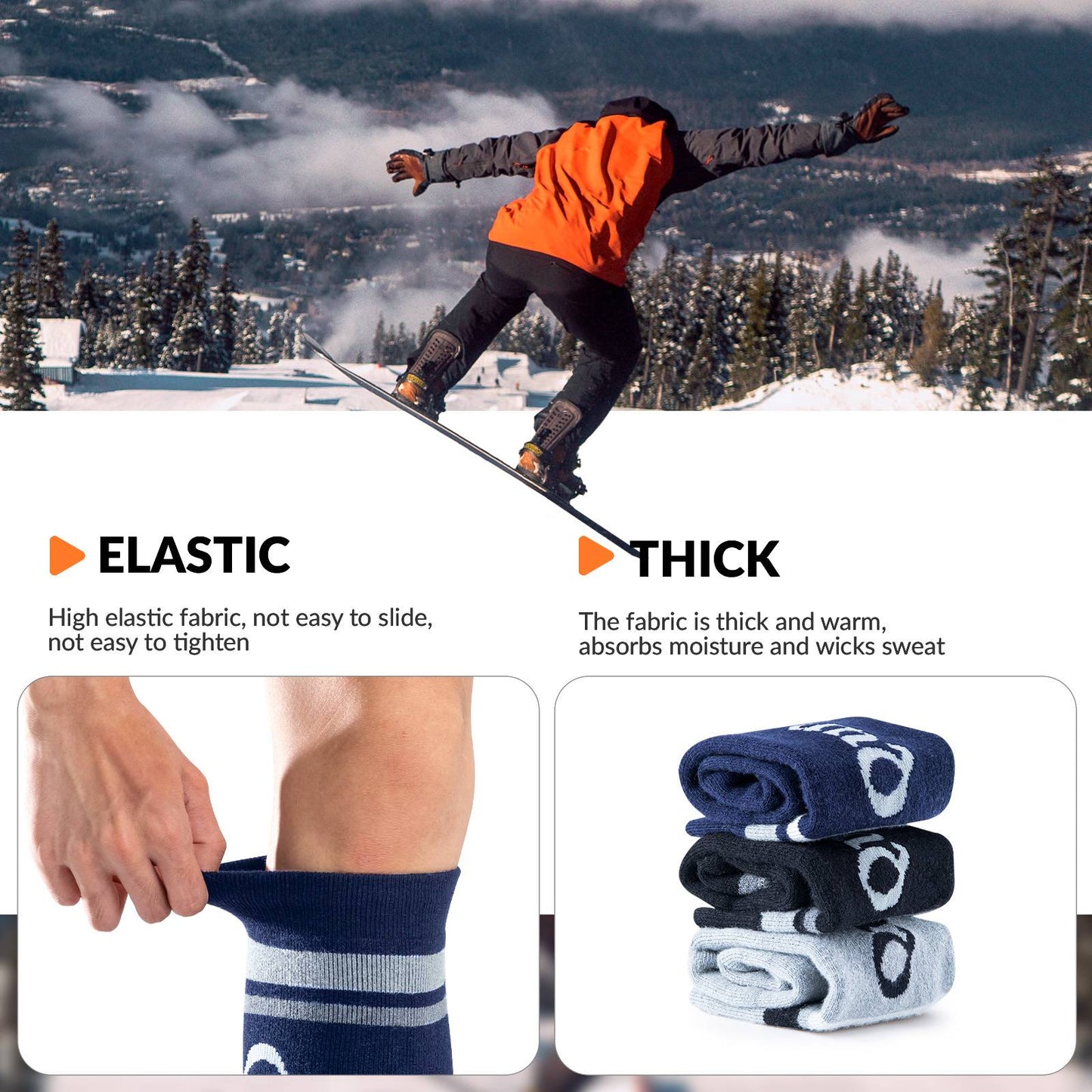 Qunature Thermo Skisocken Merino Erwachsene Atmungsaktiv #Color_Marineblau