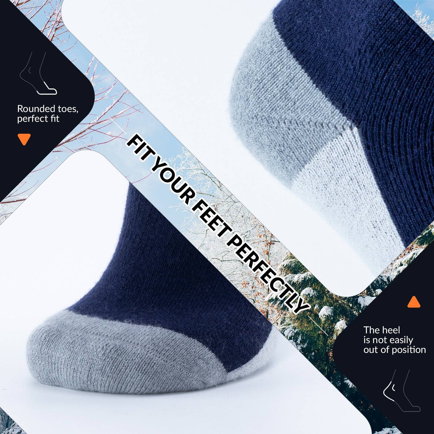 Qunature Thermo Skisocken Merino Erwachsene Atmungsaktiv #Color_Marineblau