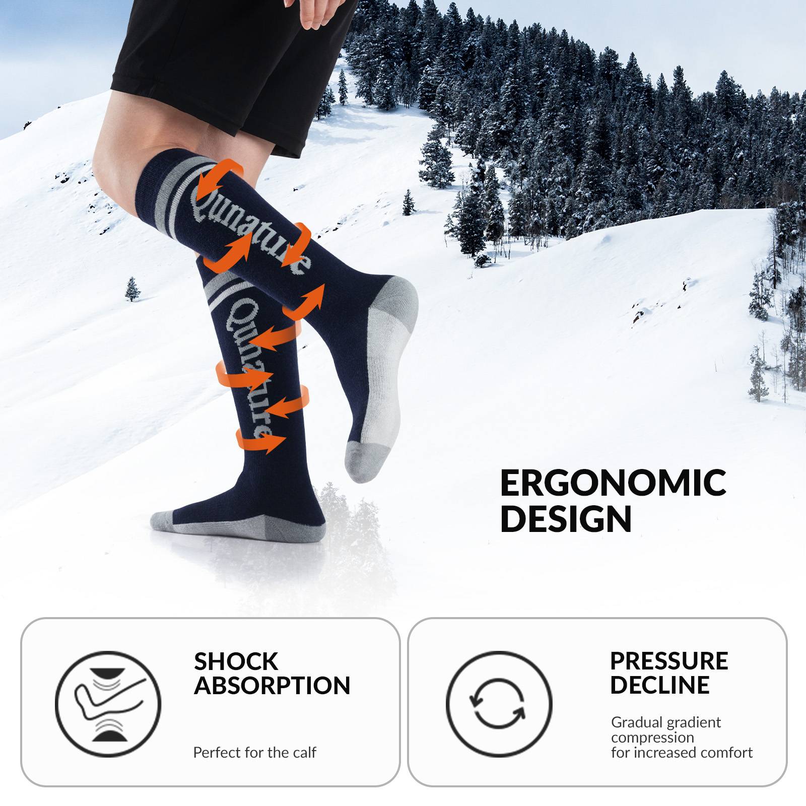 Qunature Thermo Skisocken Merino Erwachsene Atmungsaktiv #Color_Schwarz
