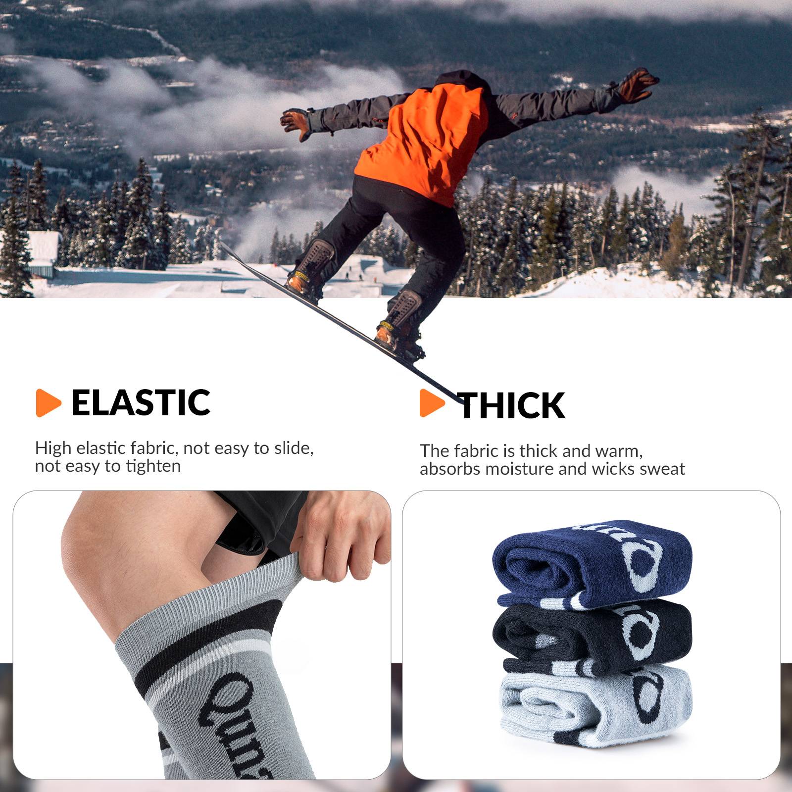 Qunature Thermo Skisocken Merino Erwachsene Atmungsaktiv #Color_Dunkelgrau