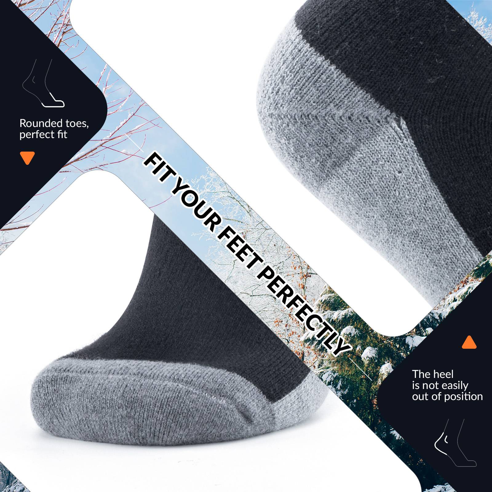 Qunature Thermo Skisocken Merino Erwachsene Atmungsaktiv #Color_Dunkelgrau