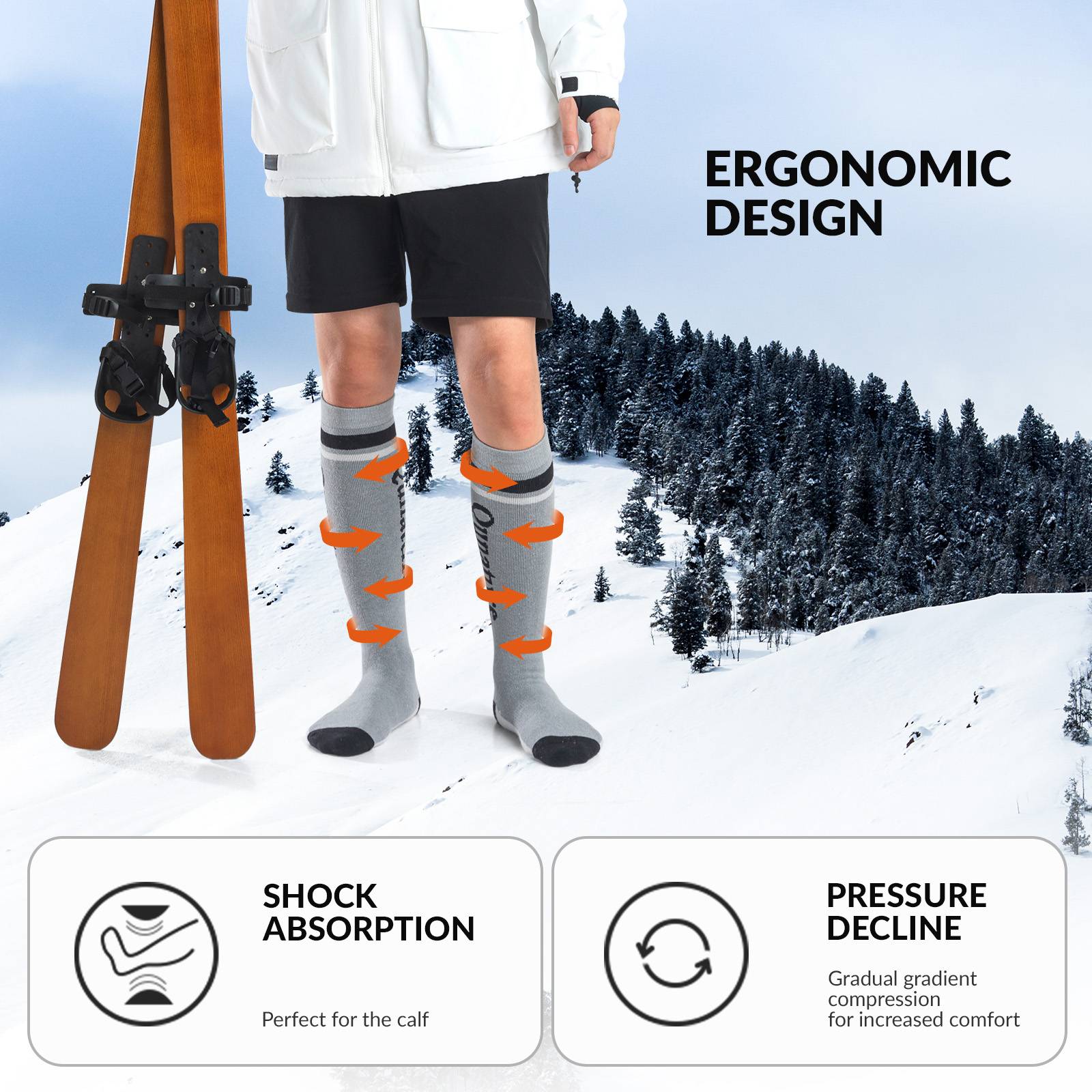 Qunature Thermo Skisocken Merino Erwachsene Atmungsaktiv #Color_Dunkelgrau