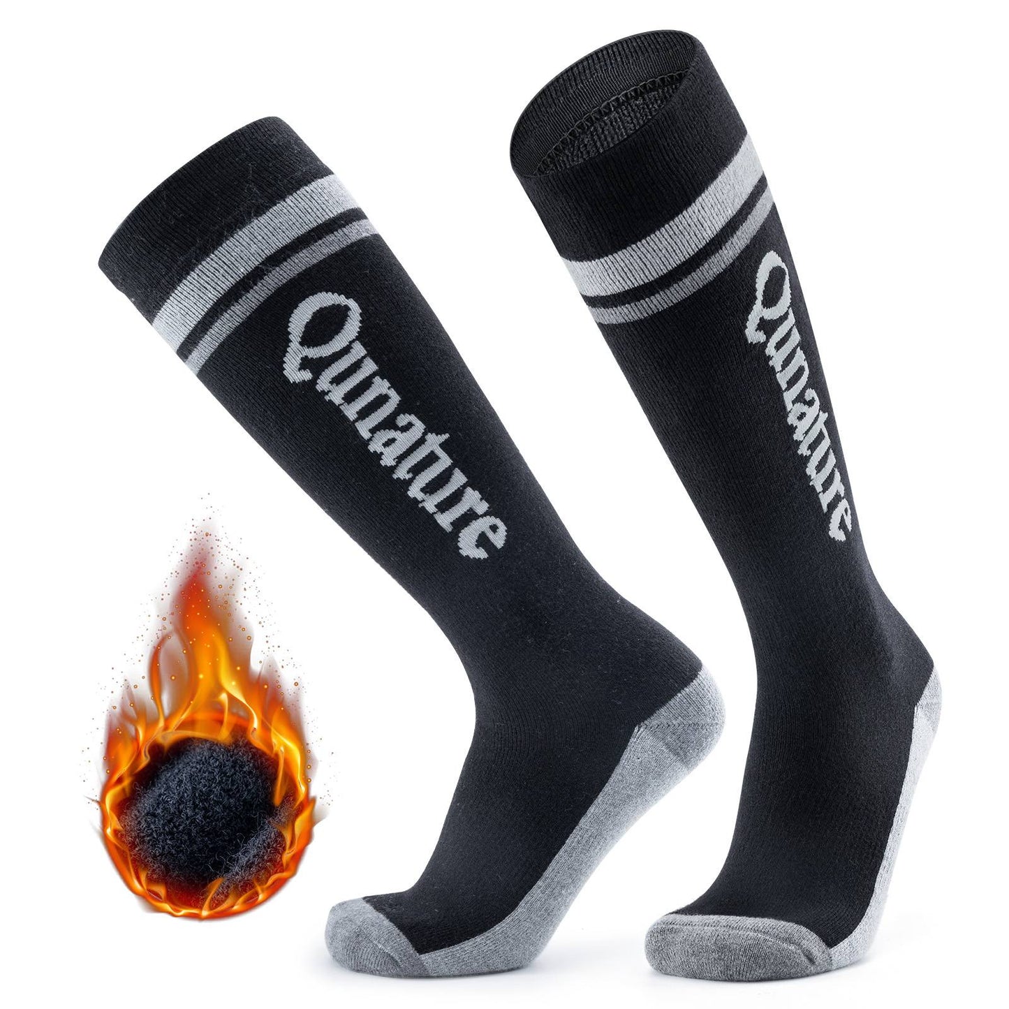 Qunature Thermo Skisocken Merino Erwachsene Atmungsaktiv #Color_Schwarz