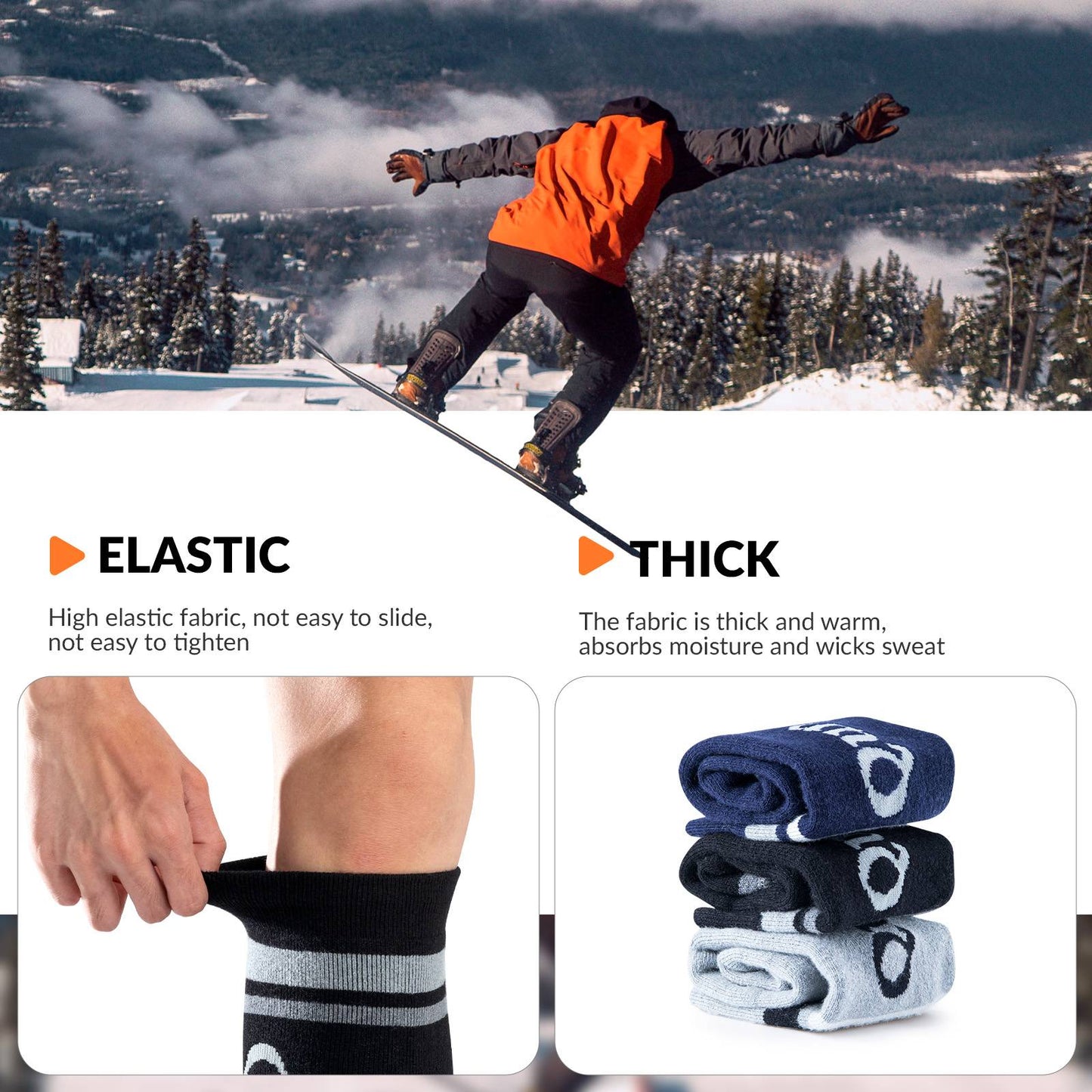 Qunature Thermo Skisocken Merino Erwachsene Atmungsaktiv #Color_Schwarz