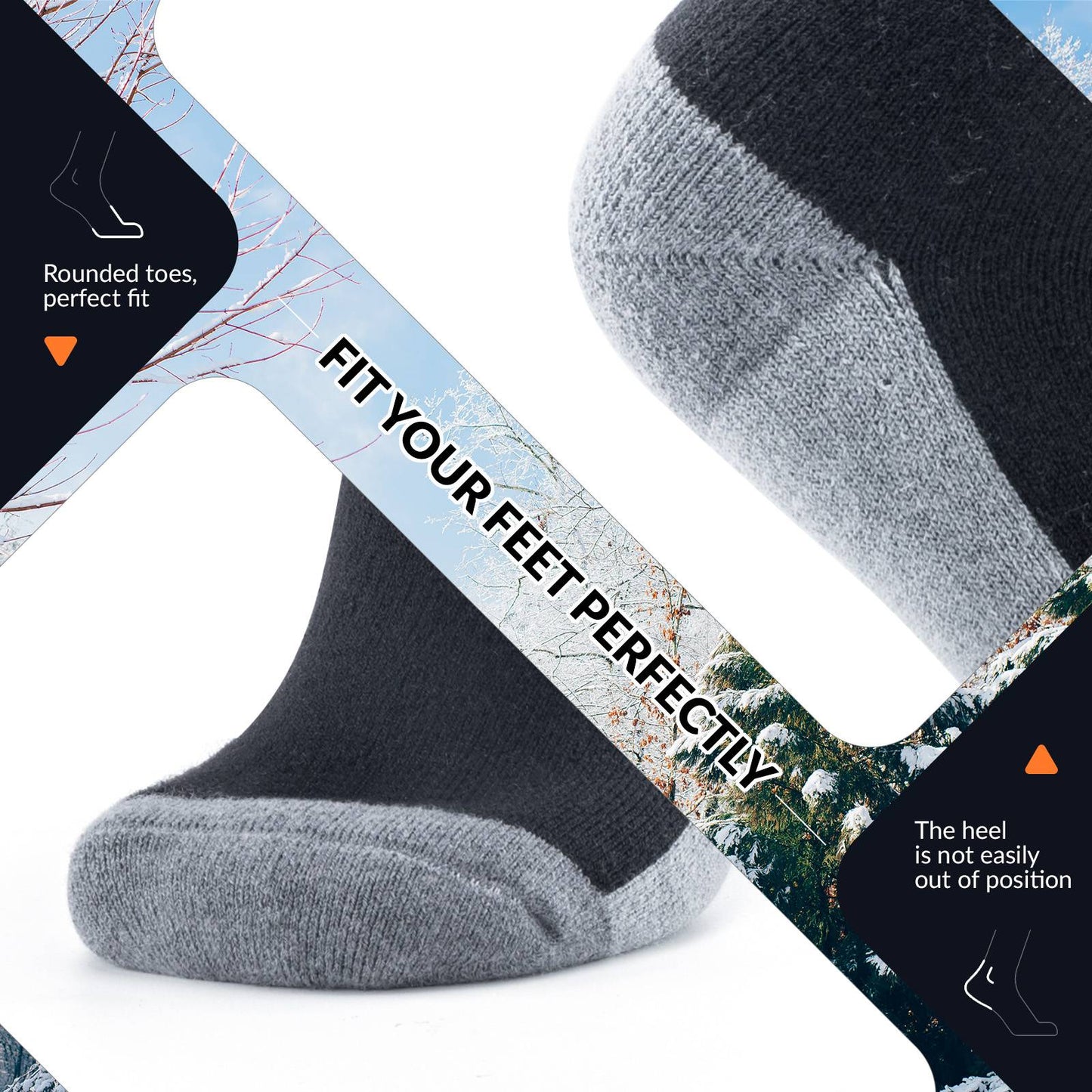 Qunature Thermo Skisocken Merino Erwachsene Atmungsaktiv #Color_Schwarz