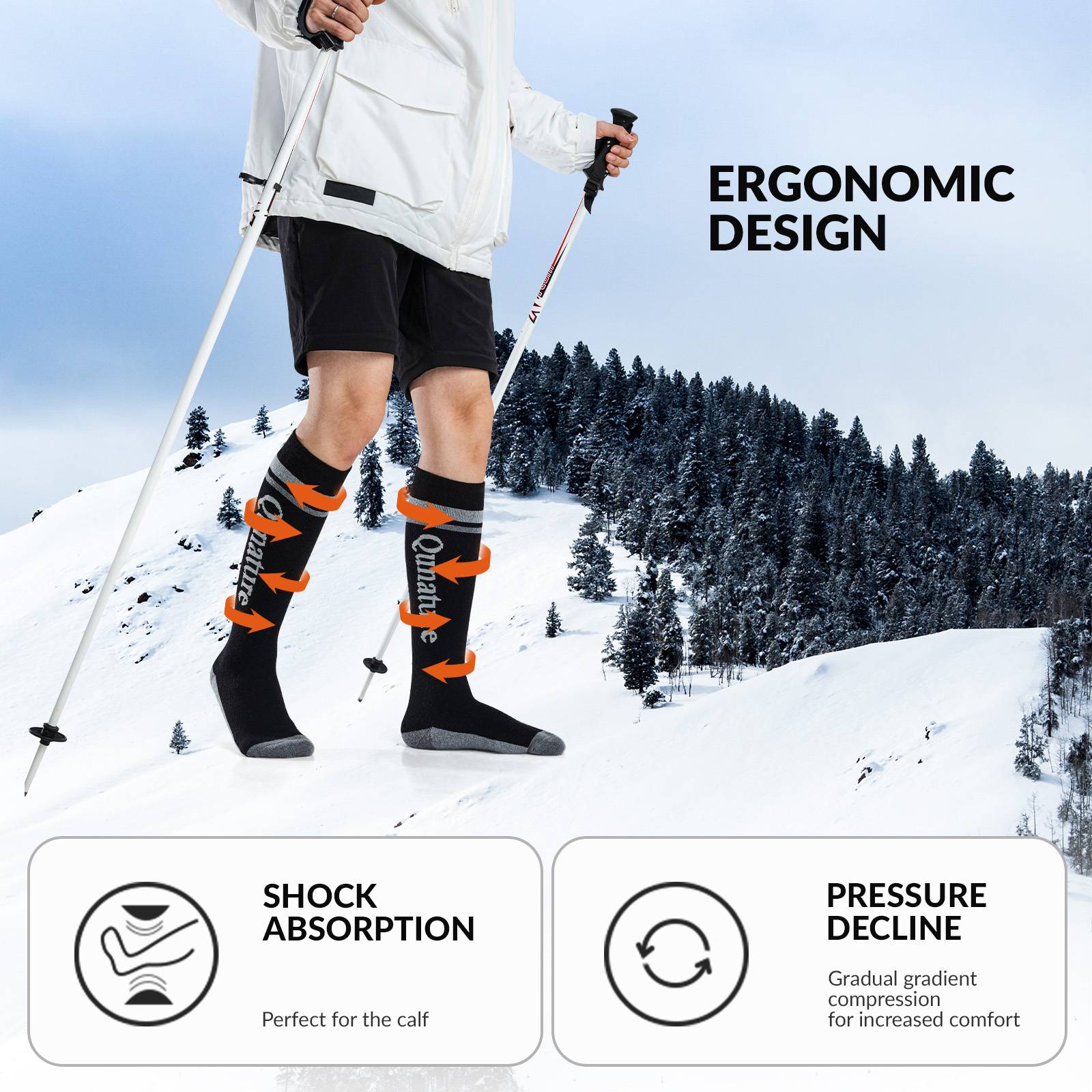 Qunature Thermo Skisocken Merino Erwachsene Atmungsaktiv #Color_Marineblau